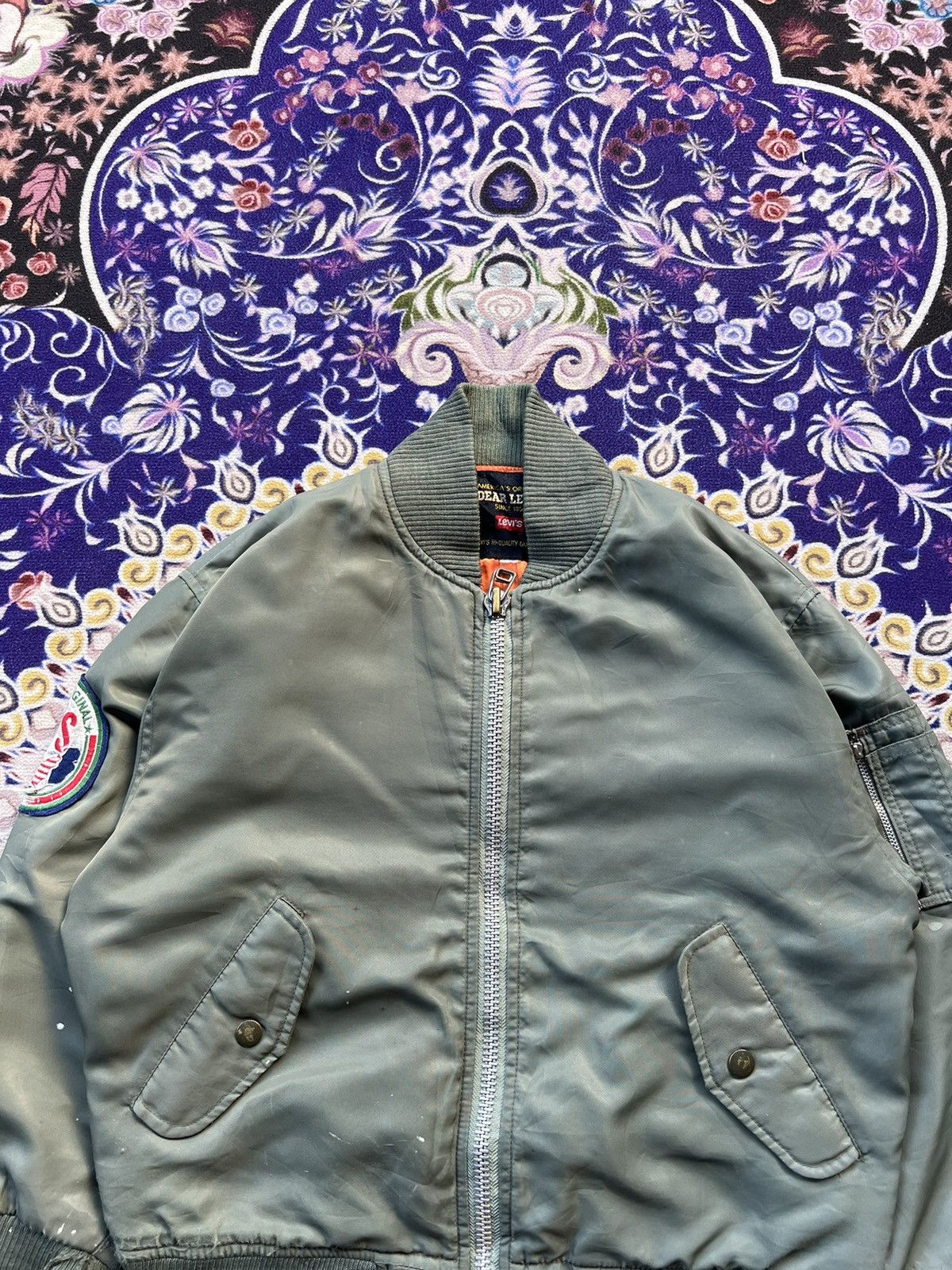 Japanese Brand Vintage Levis Ma-1 Green Army Bomber Jacket Size US S / EU 44-46 / 1 - 4 Thumbnail