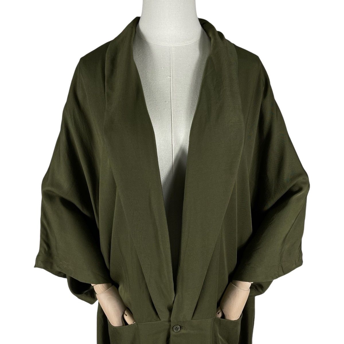 Limi Feu LIMI FEU Yohji Yamamoto Olive Green Kimono Coat Long Robe Size S / US 4 / IT 40 - 2 Thumbnail