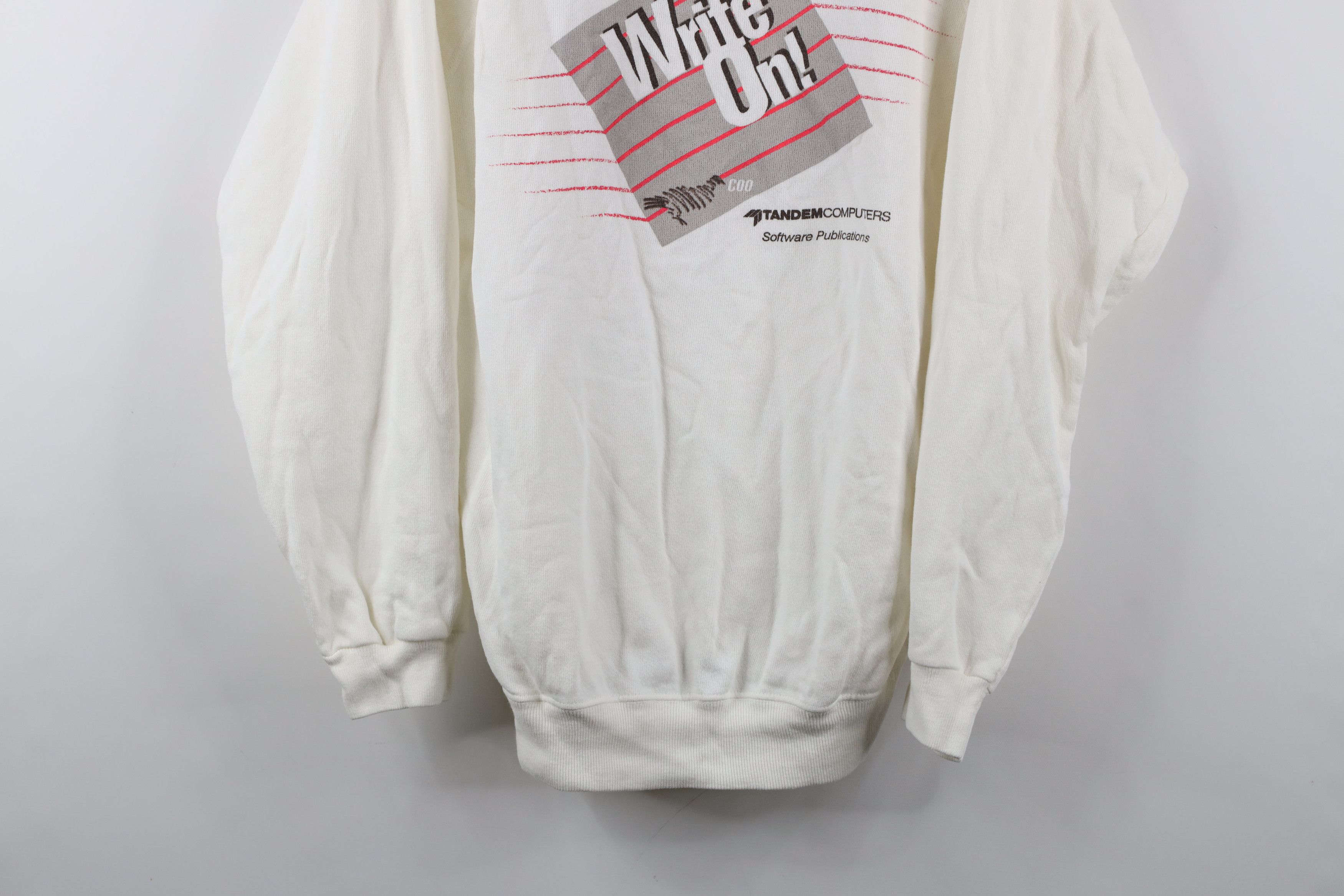 Vintage Vintage 80s Streetwear Computers Nerd Sweatshirt White Size US L / EU 52-54 / 3 - 3 Thumbnail