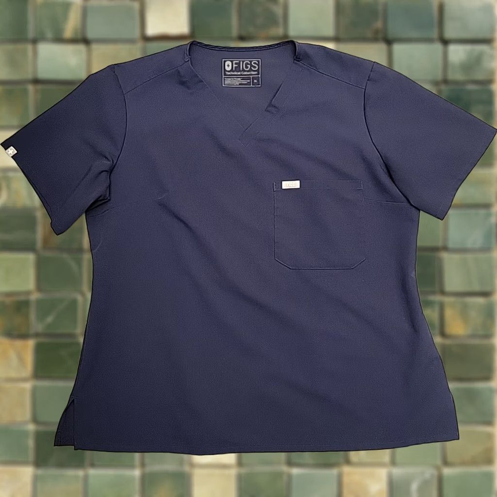 Vintage Figs Scrub Top Womens XL Blue Technical Collection Pocket Stretch Blend Casual Size XL / US 12-14 / IT 48-50 - 1 Thumbnail