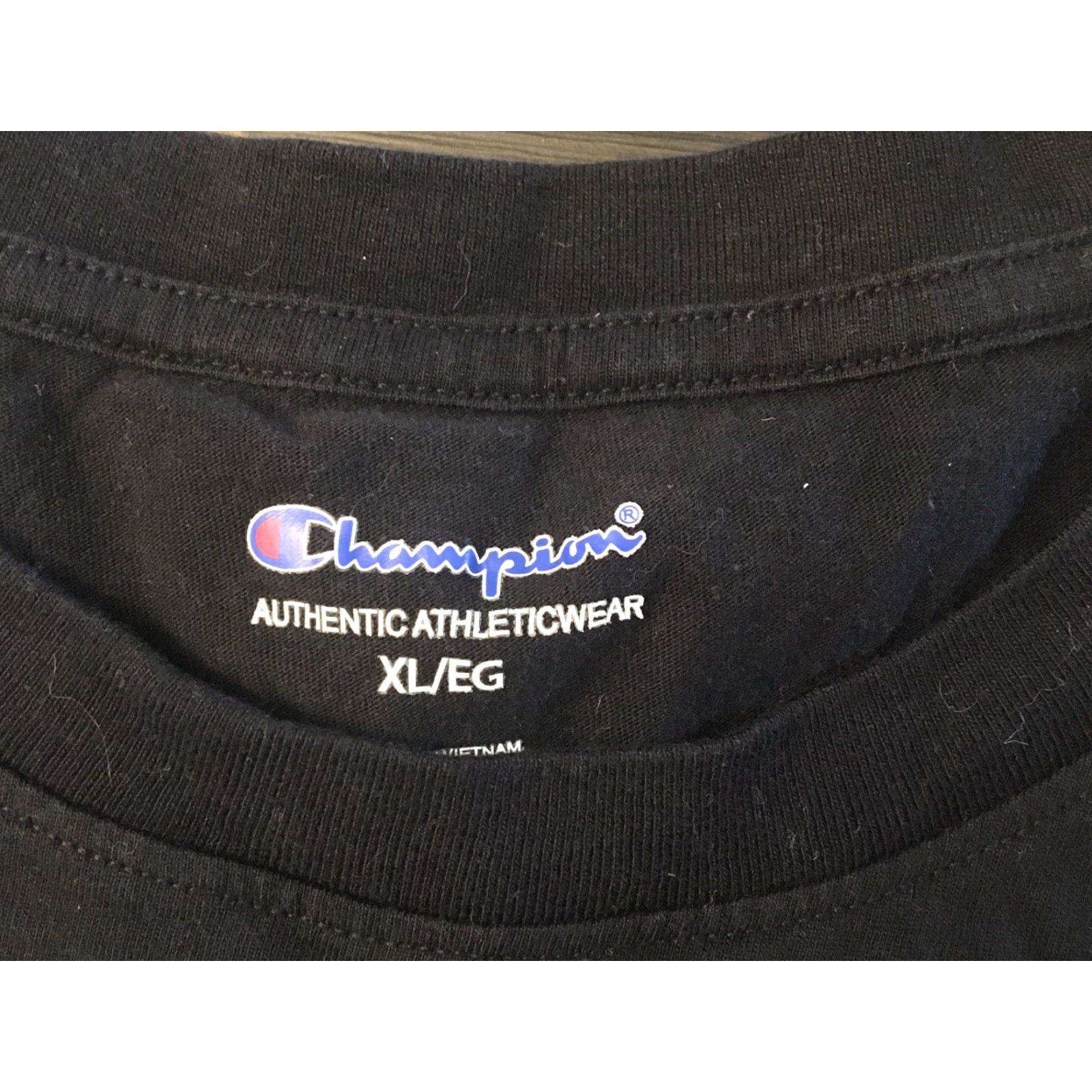 Champion Champion Logo Black Short Sleeve Shirt T-Shirt XL Mens Regular Crew Neck Cotton Blend Cap Size US XL / EU 56 / 4 - 3 Thumbnail