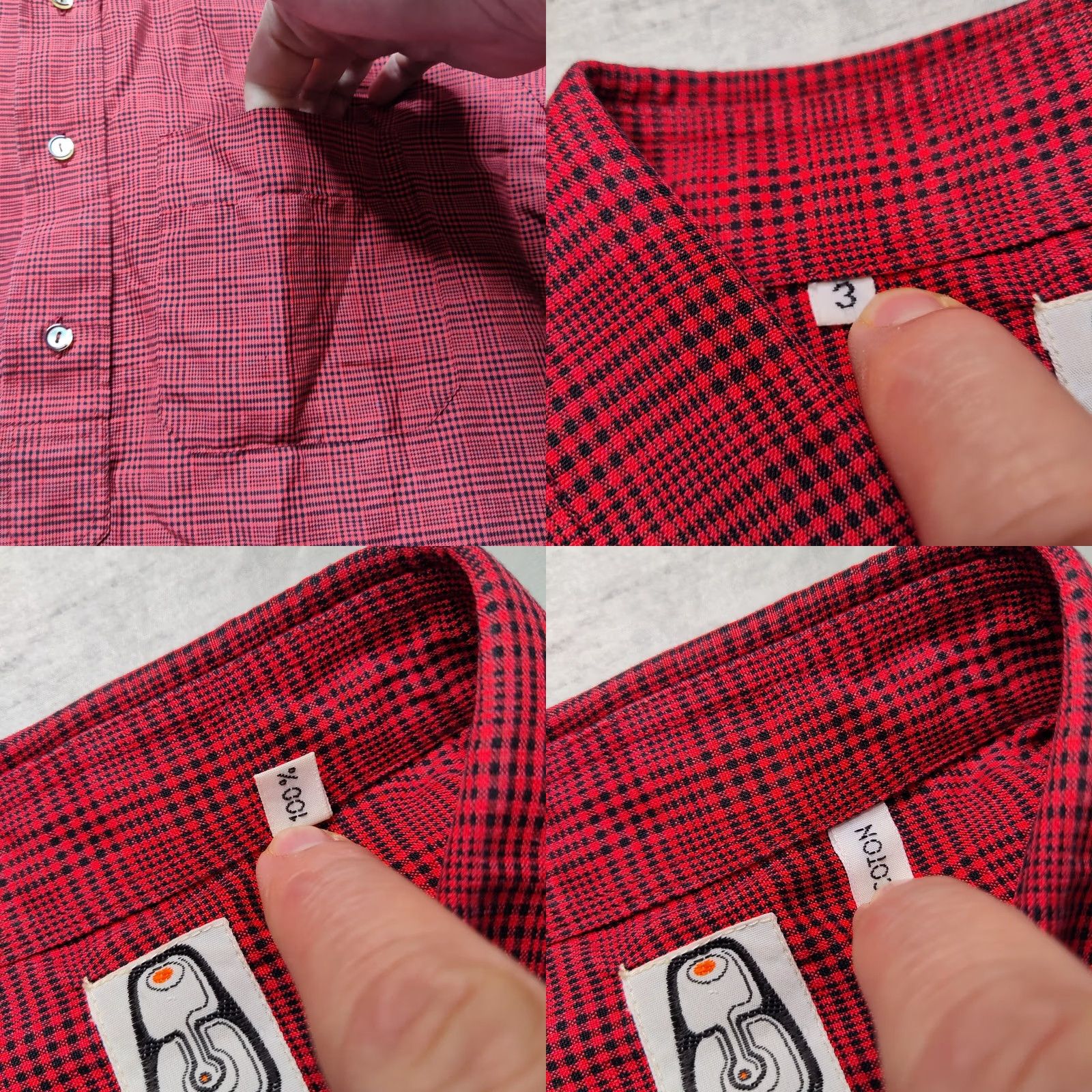 Pierre Cardin VTG PIERRE CARDIN Boutique Paris Men 3 (XL) Red Plaid 1/2 Button Tunic Shirt EUC Size US XL / EU 56 / 4 - 8 Thumbnail