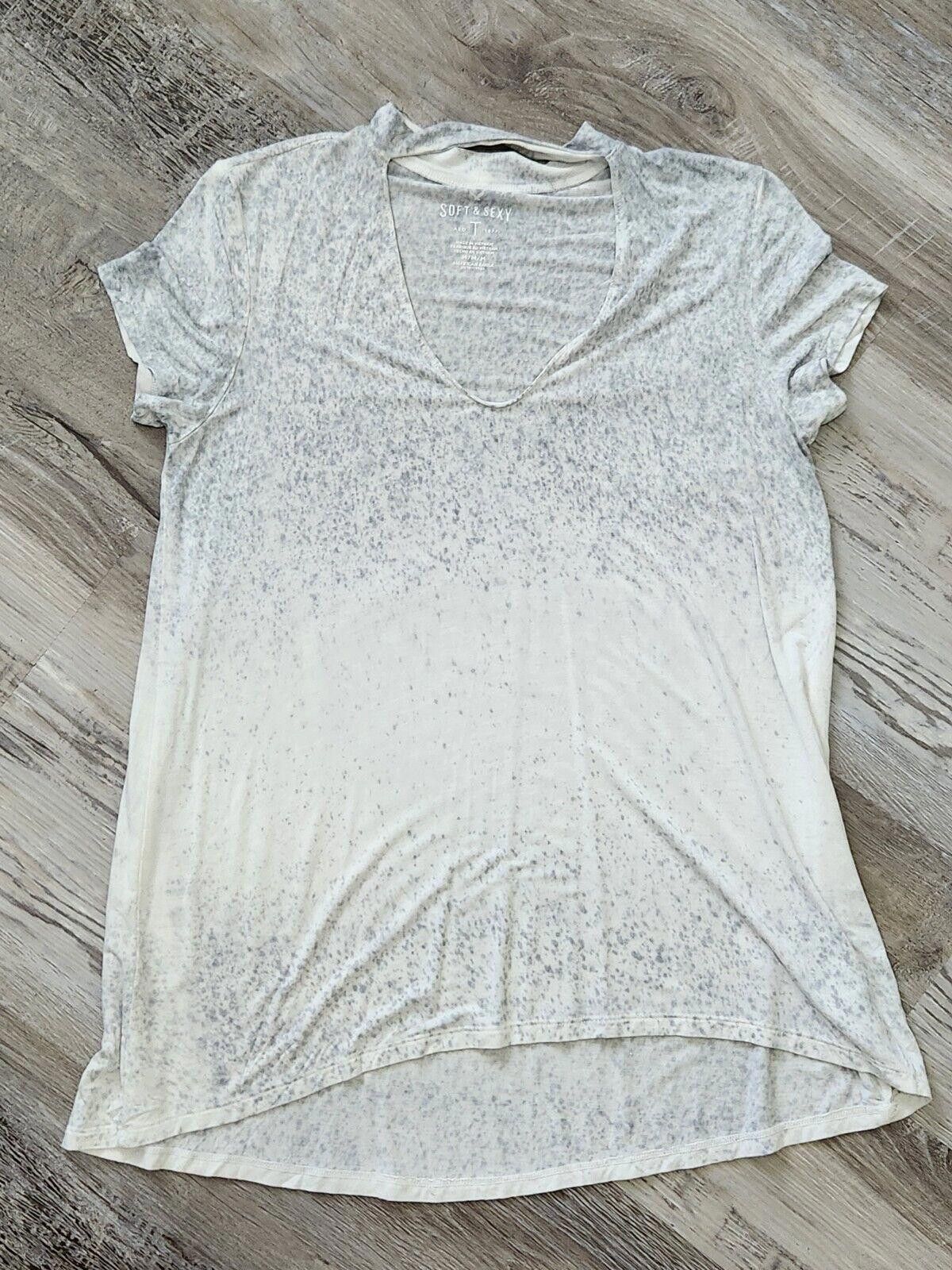 Designer American Eagle Soft & Sexy Shirt Med White Grey Choker Ombre Size M / US 6-8 / IT 42-44 - 7 Thumbnail