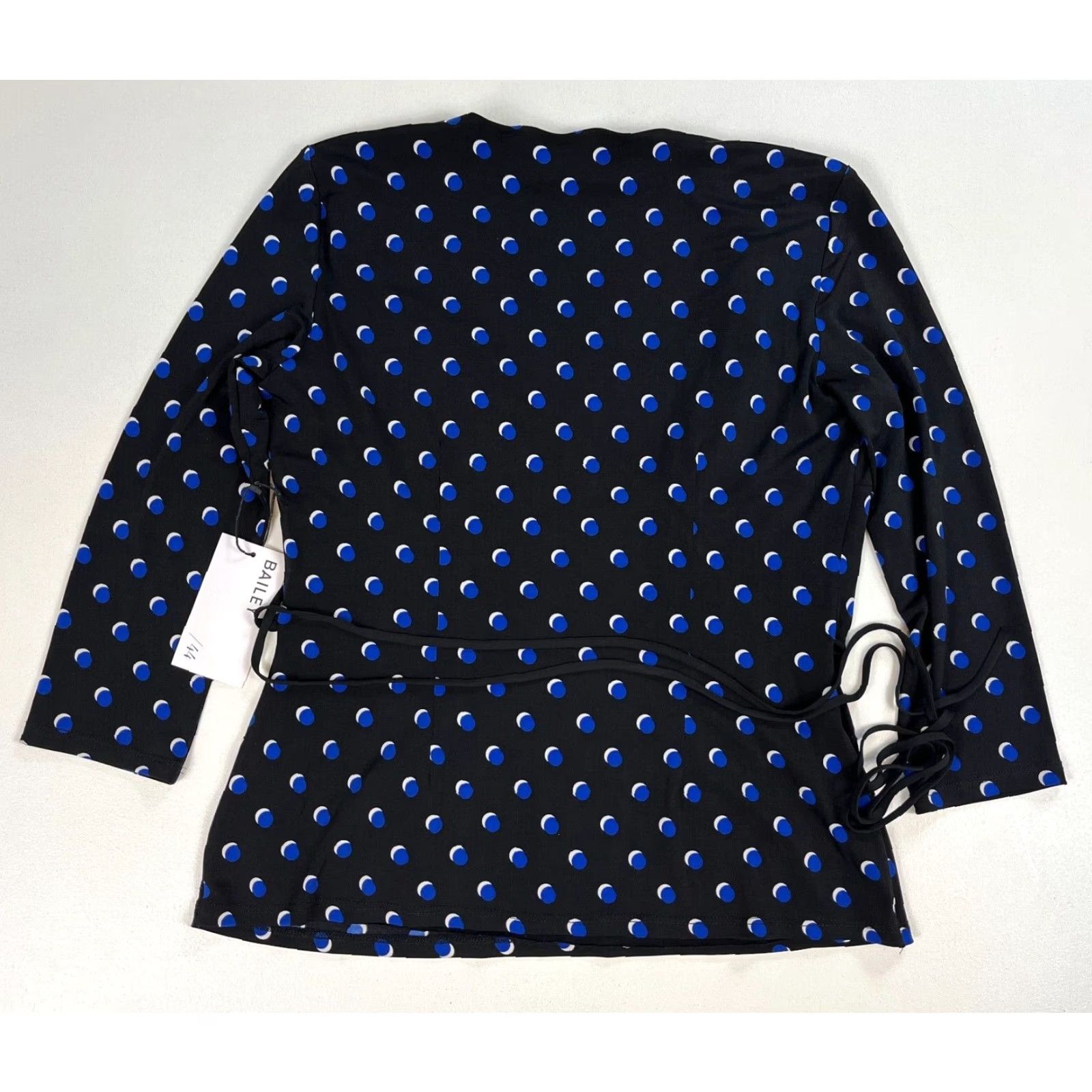 Bailey 44 Bailey 44 Blouse Wrap Top 3/4 Sleeve Wrapture Dot NWT Womens Sz M Black Blue Polka Dot V-Neck Designer Made in USA Size M / US 6-8 / IT 42-44 - 7 Thumbnail