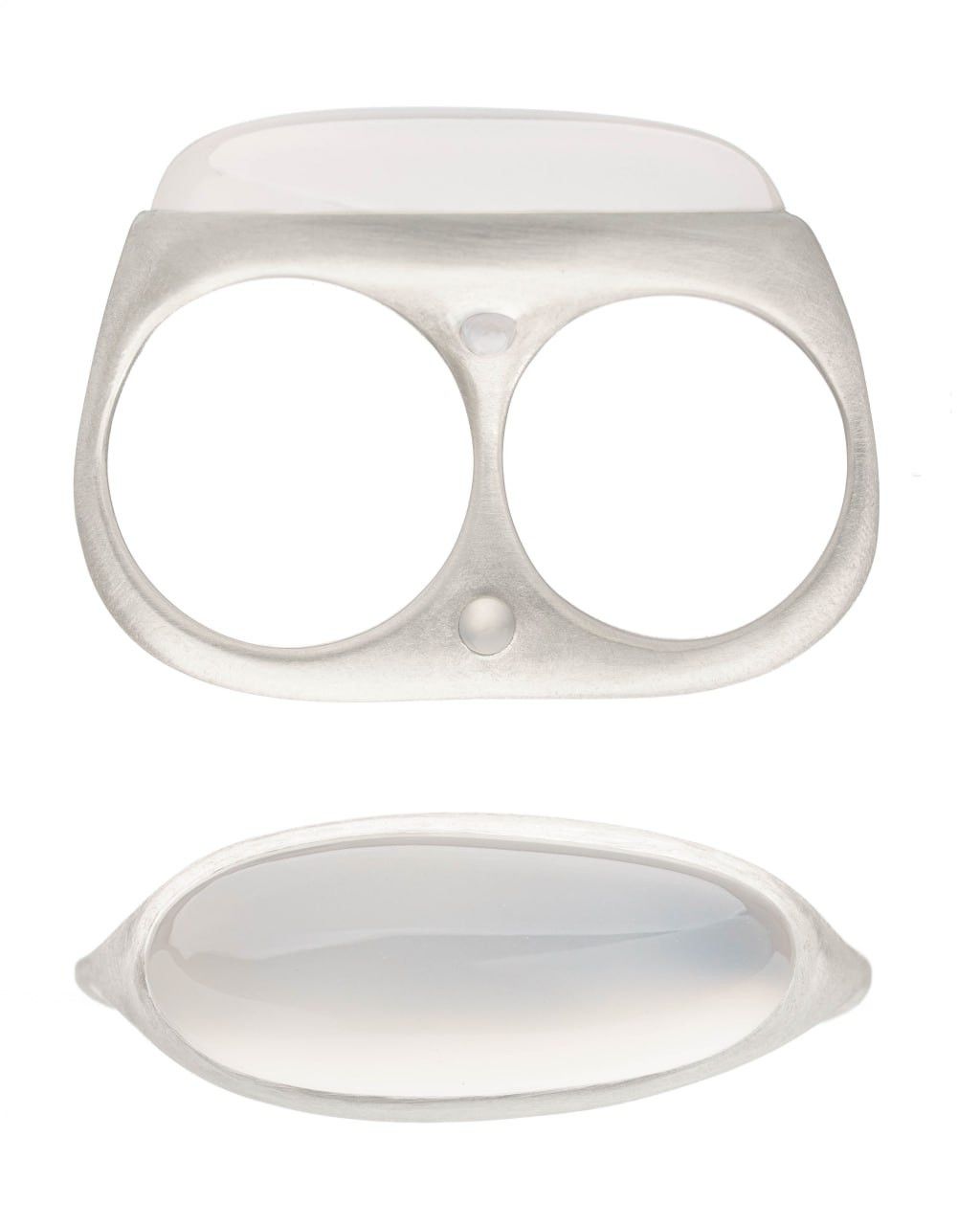 Other KAI Double-Rib Silver Ring with Chalcedony “Dreadnought” Size ONE SIZE - 1 Thumbnail