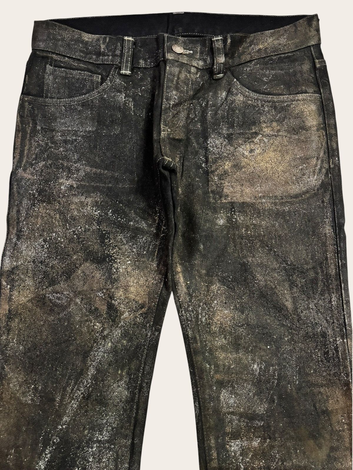 Tornado Mart Japan Denim Dior Waxed Jeans Inspired Gold Dust Flared Size US 33 - 5 Thumbnail