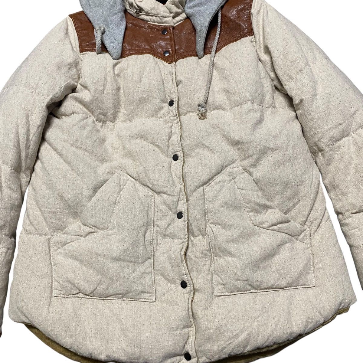 GOA G.O.A Puffer Jacket Hooded Leather Trimmed Size US M / EU 48-50 / 2 - 5 Thumbnail