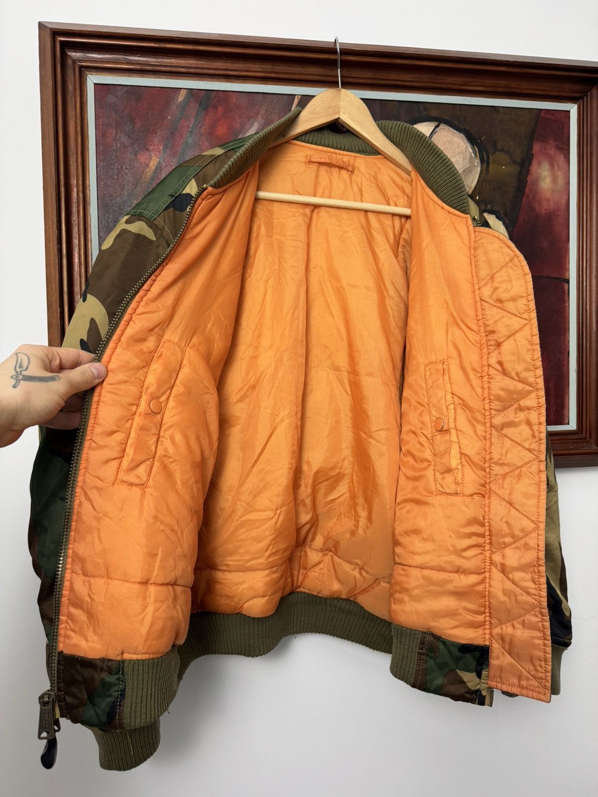 Vintage Camo Bomber Jacket Rare Streetwear Hype RAF Vibe Rap Y2k Size US M / EU 48-50 / 2 - 5 Thumbnail