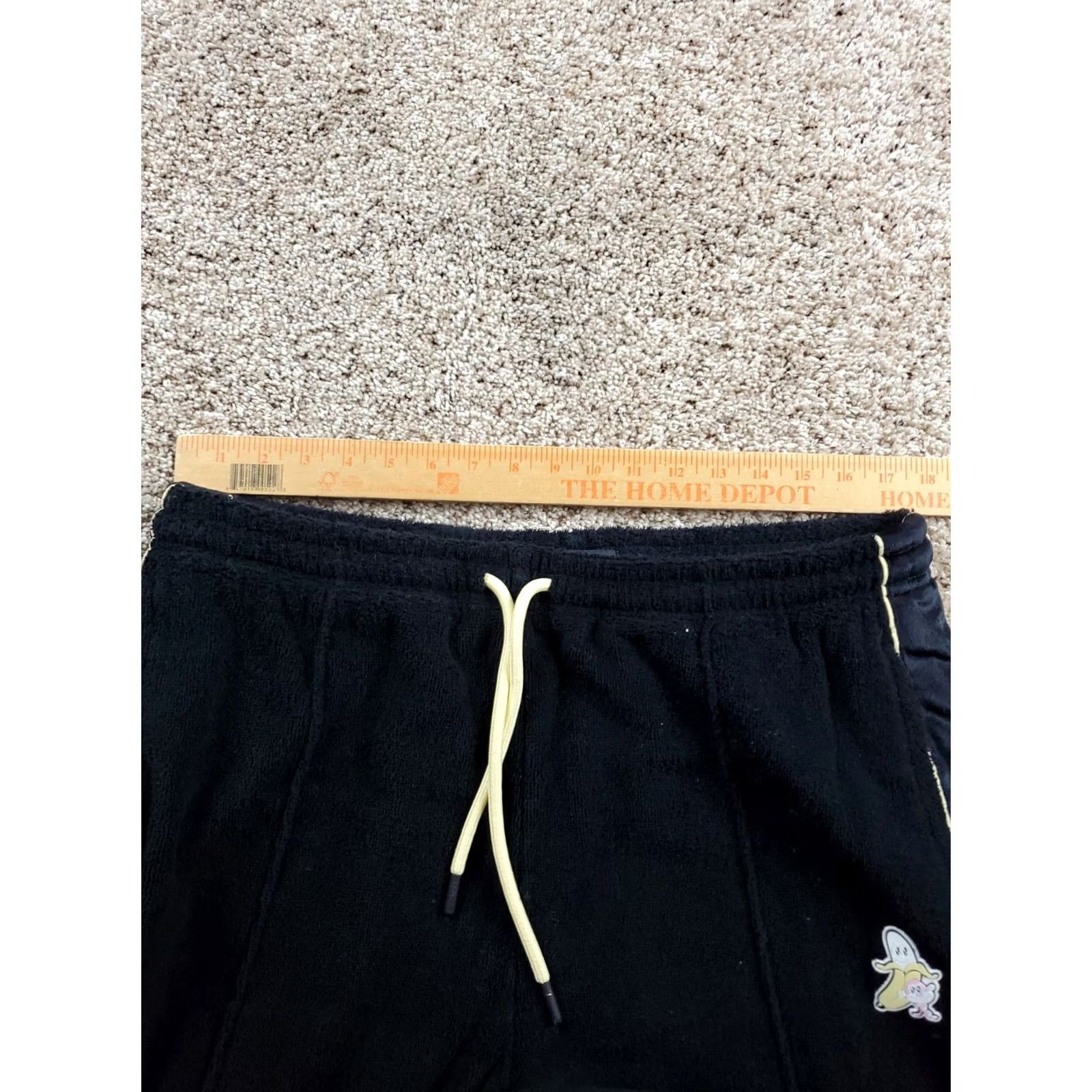 Vintage Bananas Monkey Joggers Large Mens Black Heavyweight Terry Pockets Tapered Satin? Size US 33 - 7 Thumbnail