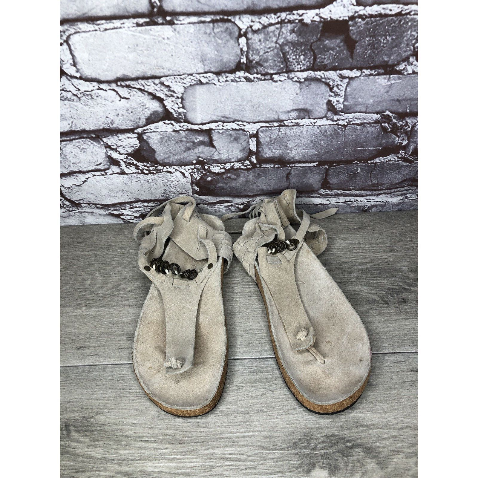 Free People Free People Grey Suede Leather Collins Thong Chain Strappy S Size US 6 / IT 36 - 20 Thumbnail