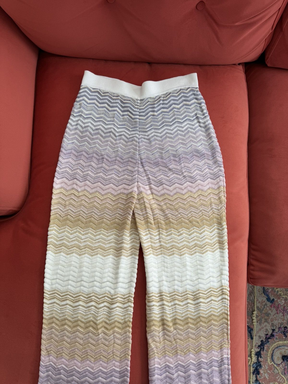 Missoni Missoni NEW zigzag knit pants, purple/beige, size L int Size 30" / US 8 / IT 44 - 12 Thumbnail