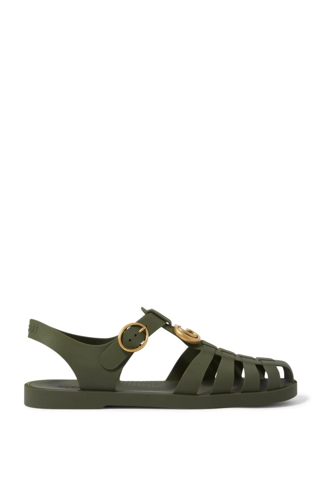 Gucci o1loc1c0625 Double G Rubber Sandals in Green Size US 10.5 / EU 43-44 - 1 Thumbnail