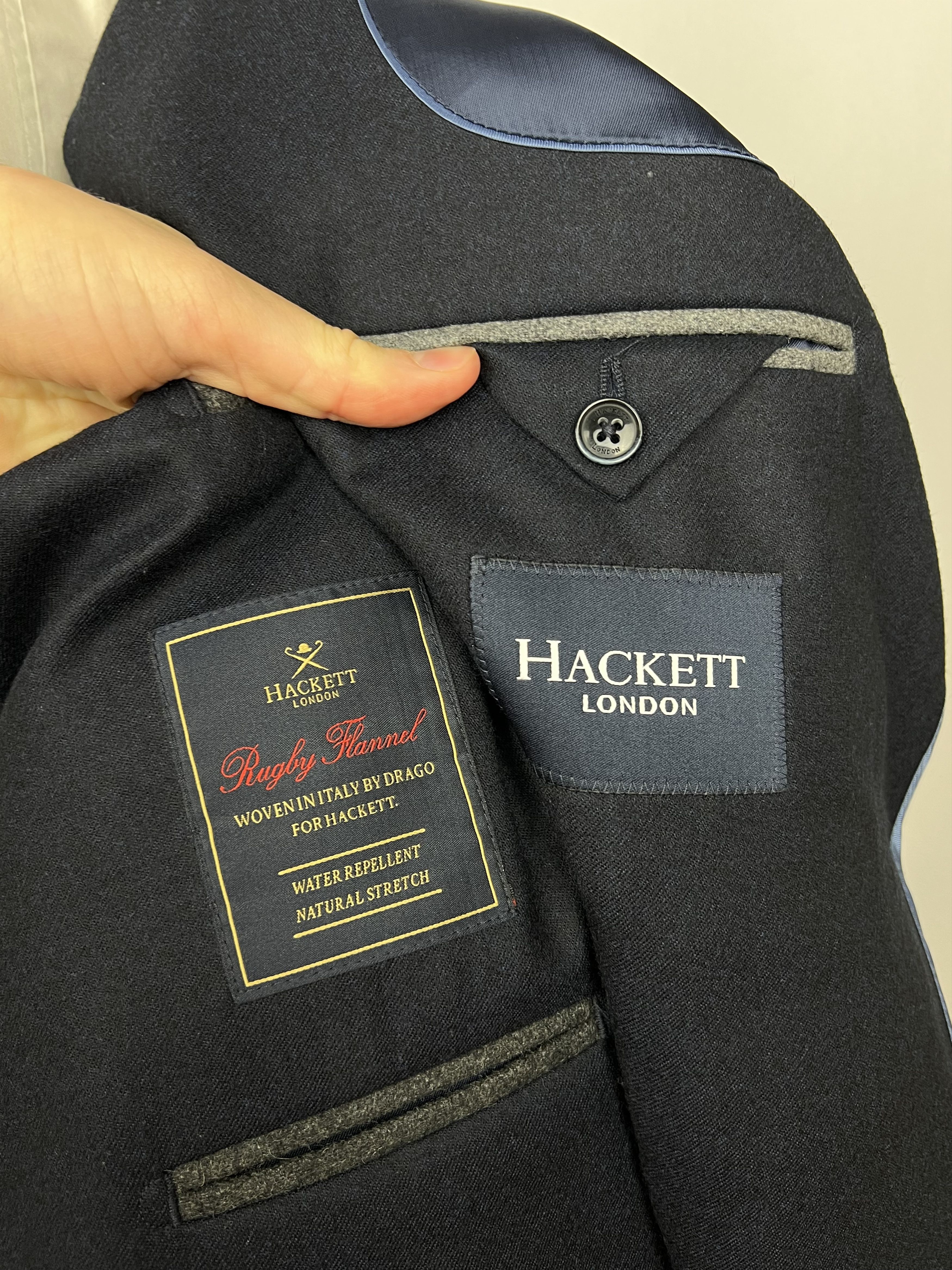 Hackett Drago Pure Flannel Wool Solid Midnight Half-Lined Sport Coat Size 42R - 10 Thumbnail