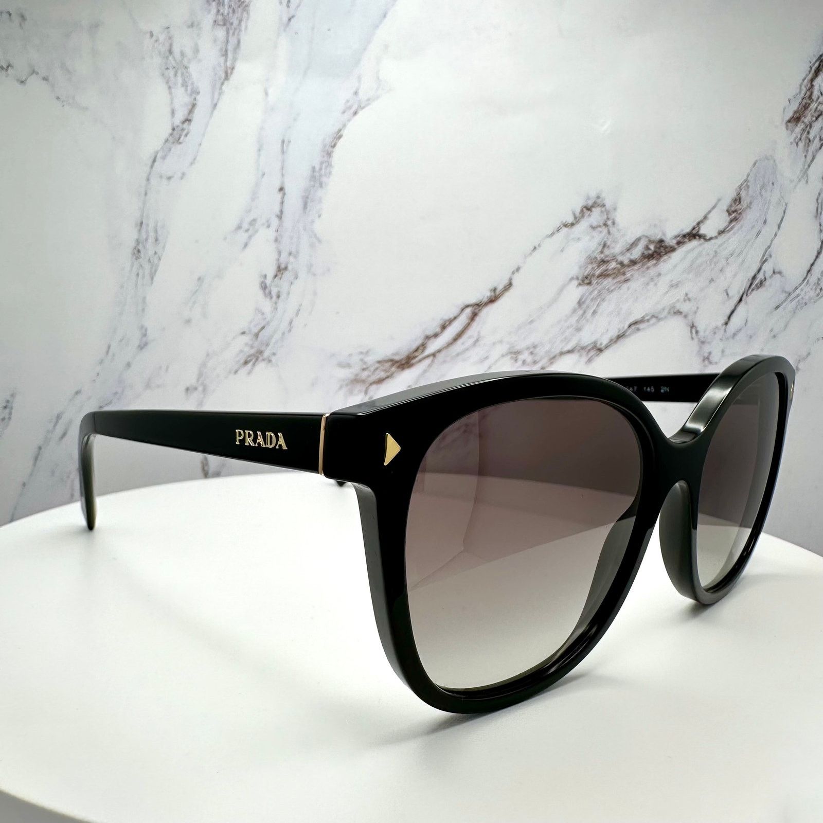 Prada New PRADA Sunglasses Black Gold Square Gray Lens Size ONE SIZE - 3 Thumbnail