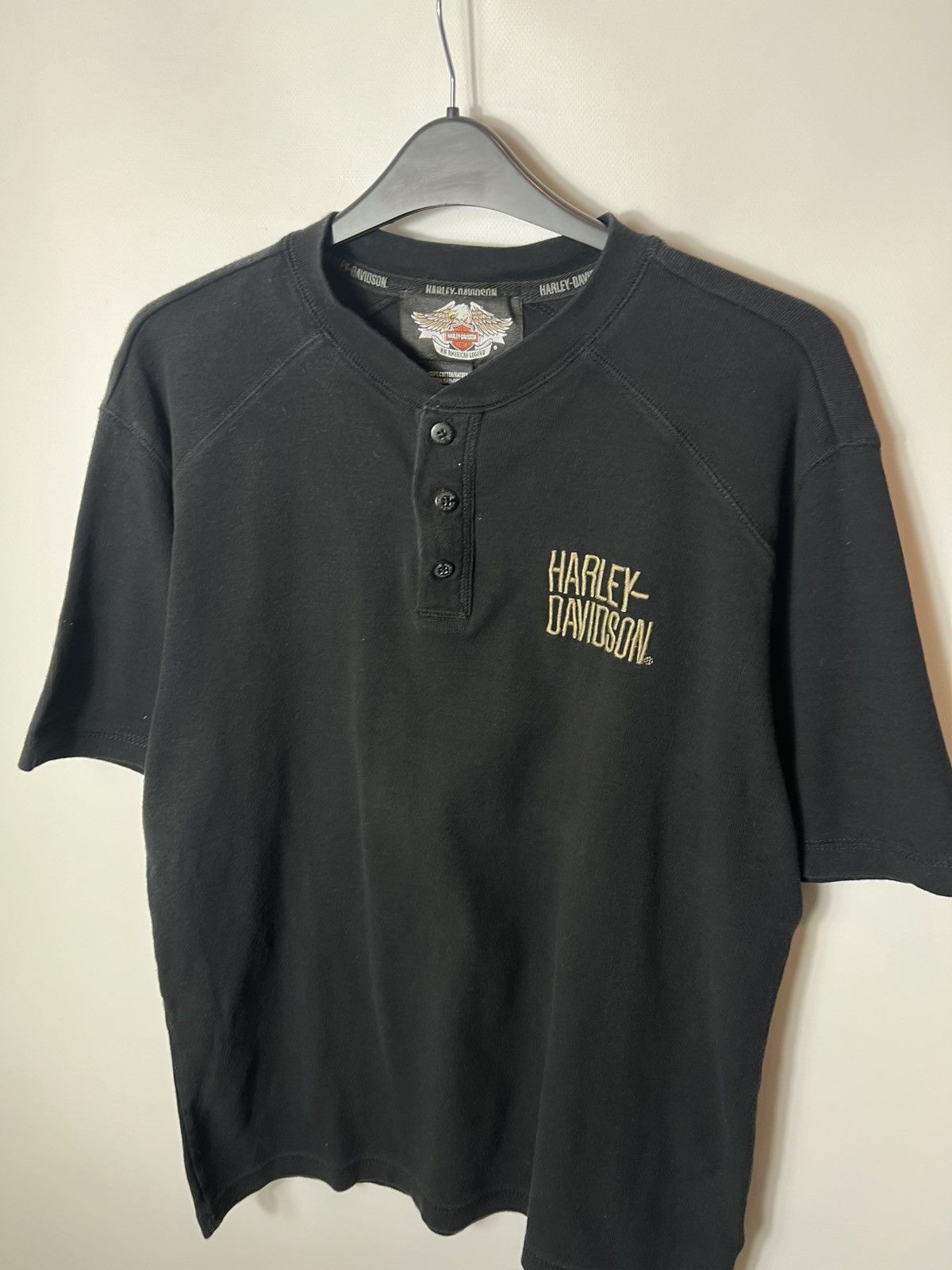 Harley Davidson Vintage streetwear racing Harley Davidson Quarter Button Tee Size US M / EU 48-50 / 2 - 2 Thumbnail