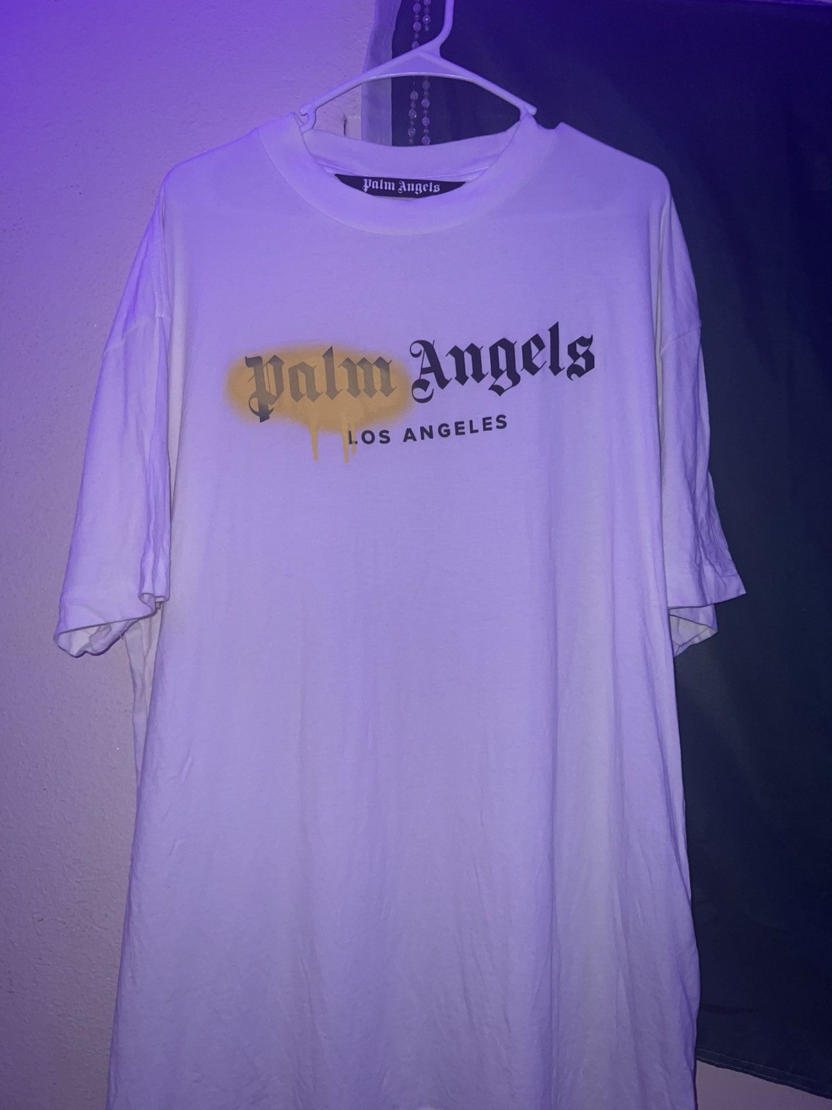 image of Palm Angels Los Angeles Spray Tee in White, Men's (Size 2XL)