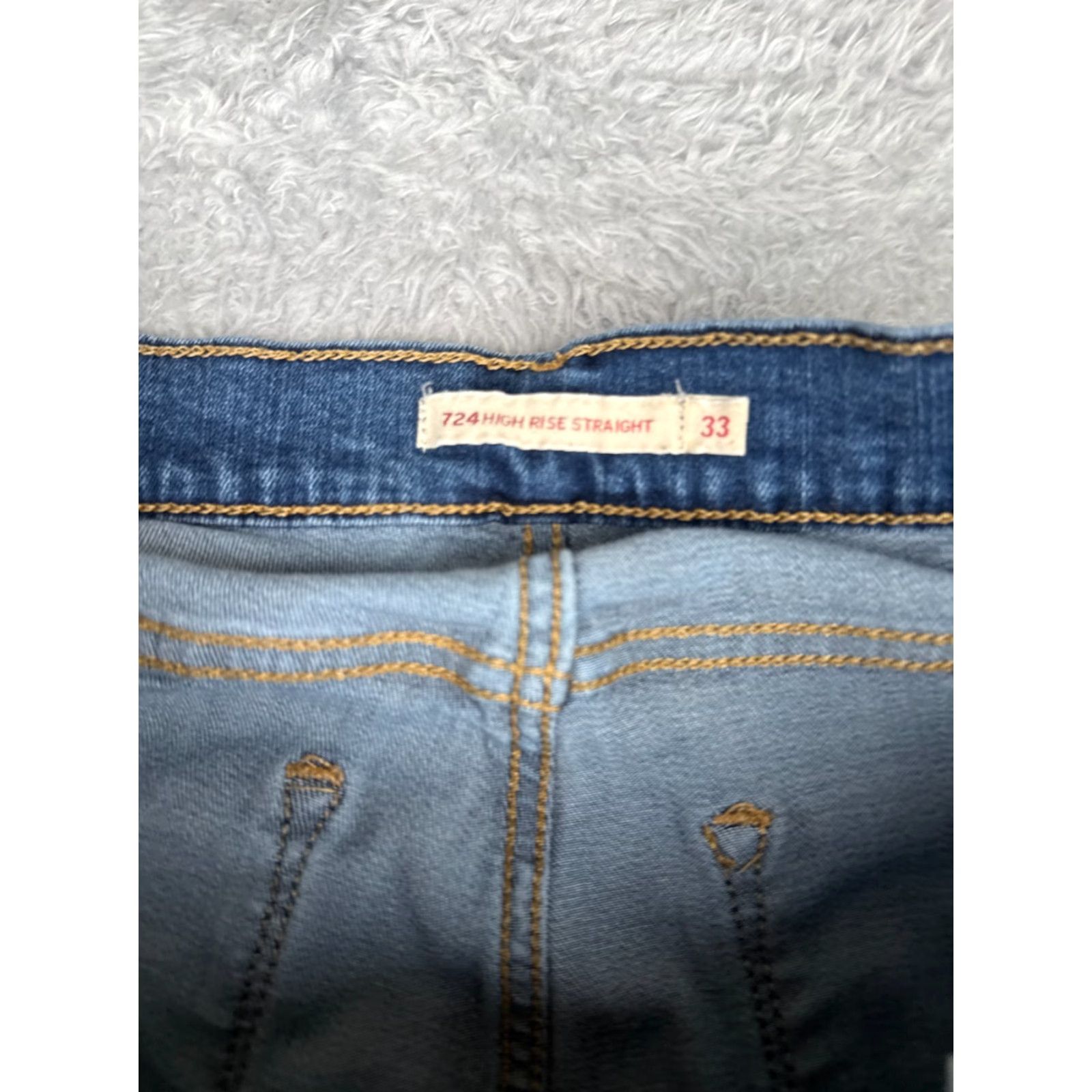 Levi's Levi's Jeans Womens 33 Blue Denim Big E 724 High Rise Straight Fit Cotton 33x30 Size 24" / US 00 / IT 34 - 6 Thumbnail