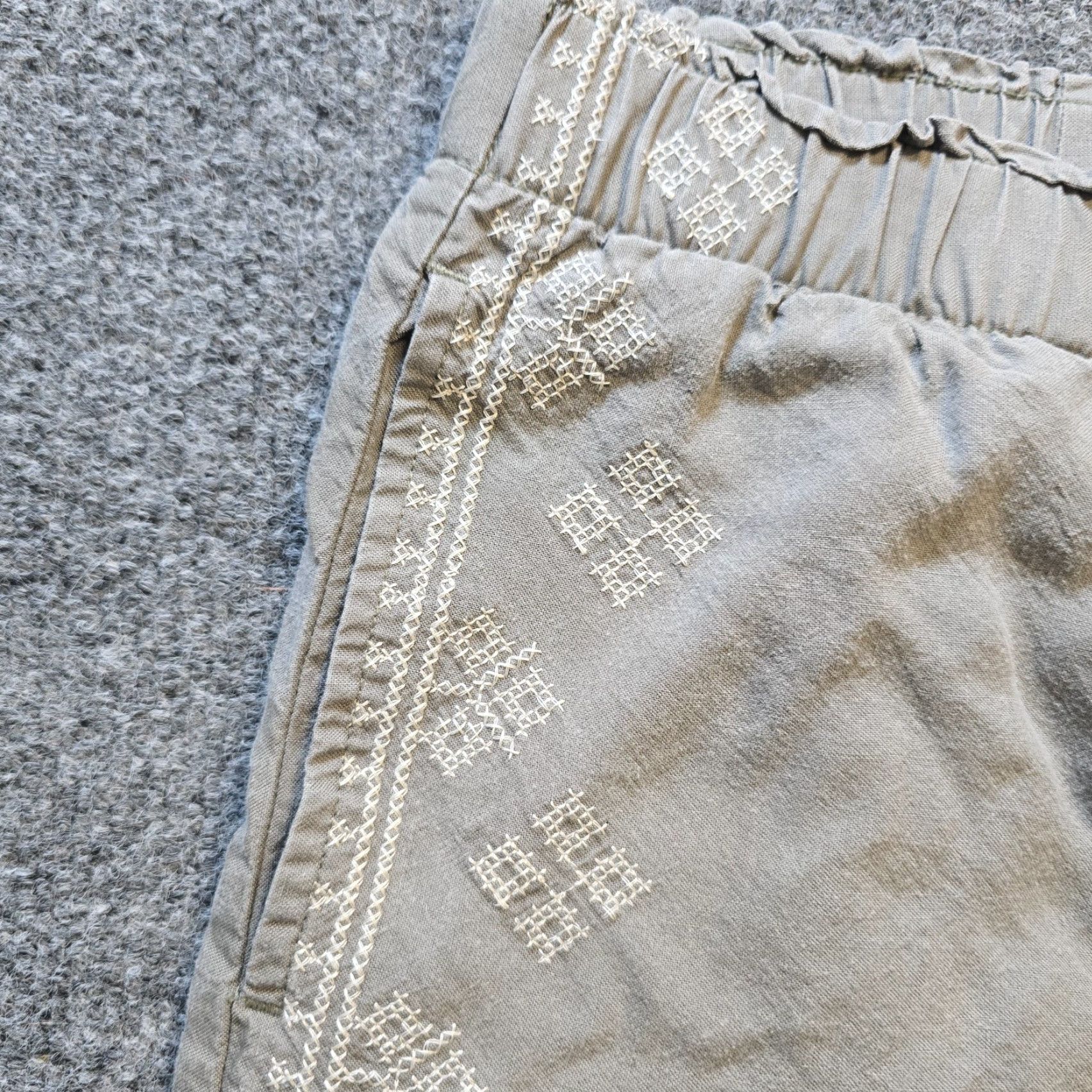 J. Jill J Jill Pants Women Size Small Gray Embroidery Crop Capri Wide Leg Pull On Casual Size 29" - 3 Thumbnail