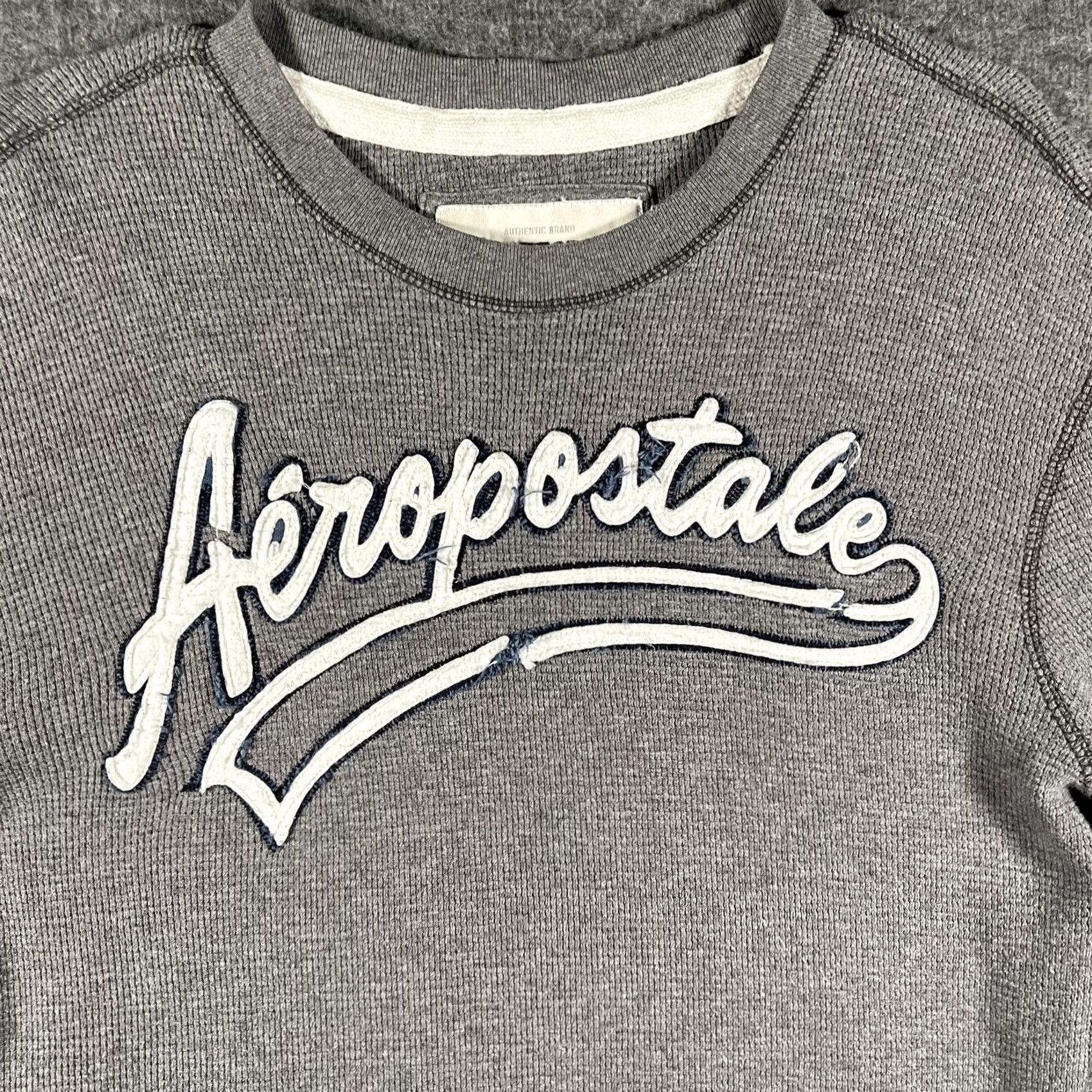 Aeropostale Aéropostale Shirt Mens Medium Gray Nineteen Eighty Seven Long Sleeve Thermal Crew Neck Graphic Print Logo Embroidered Pullover Casual Fall Winter Size US M / EU 48-50 / 2 - 2 Thumbnail