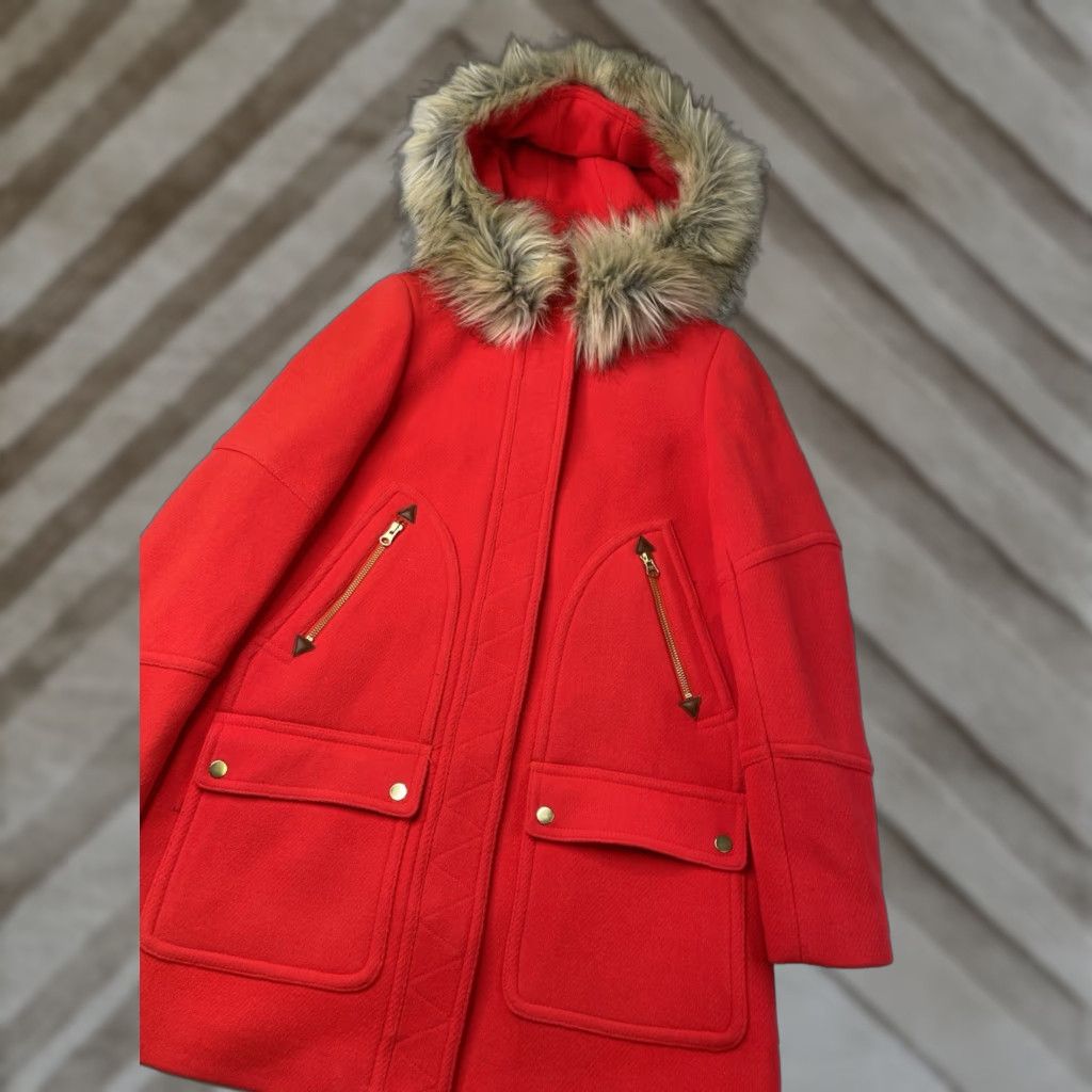 J.Crew VINTAGE J.CREW Chateau Parka Wool Coat Fur Hood Red 2 Women Coat Parka Wool Fur Lined Zipper Pockets Modern Classic 90s Ski Size XS / US 0-2 / IT 36-38 - 1 Thumbnail