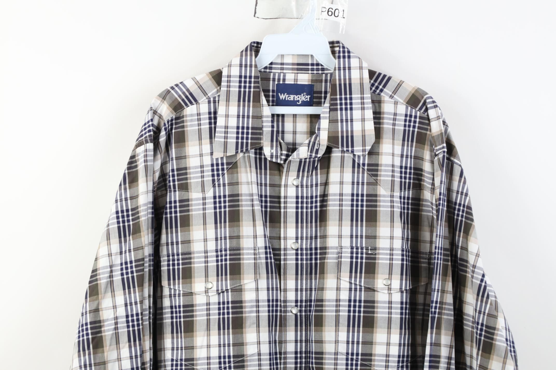 Wrangler Vintage 90s Wrangler Cowboy Pearl Snap Button Shirt Plaid Size US XL / EU 56 / 4 - 2 Thumbnail