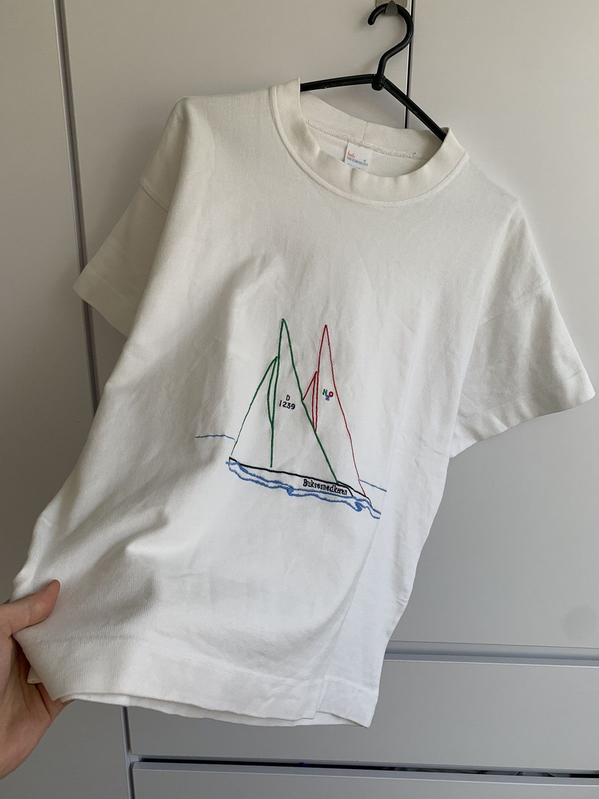 Japanese Brand × Vintage Vintage 90s Buksesnedkerem Yacht Boxy Fit T Shirt Size US M / EU 48-50 / 2 - 2 Thumbnail
