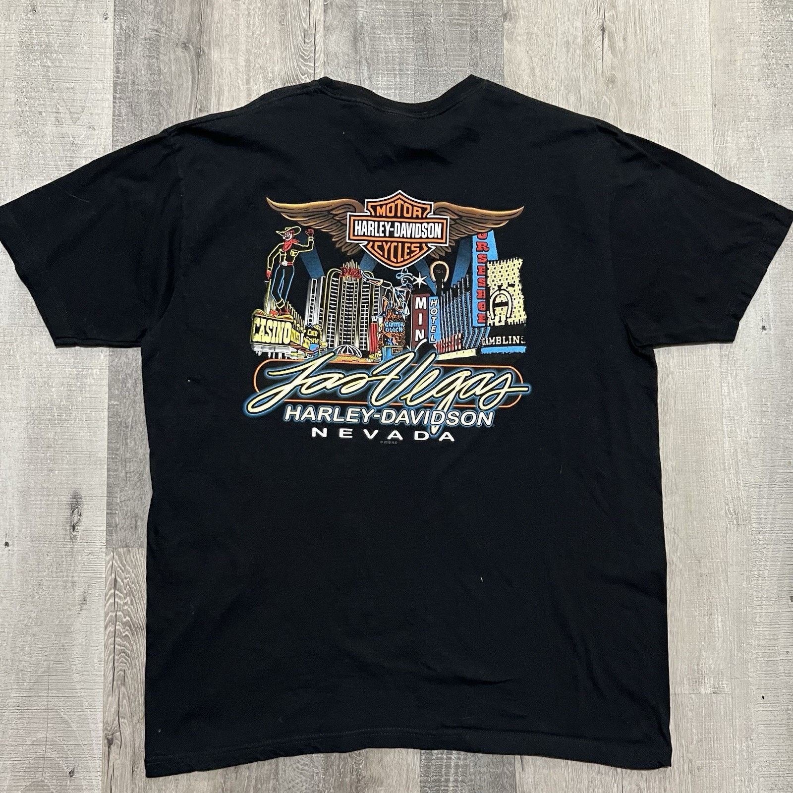 Harley Davidson VTG Harley Davidson Black Skull Print Las Vegas Biker Shirt Size US XXL / EU 58 / 5 - 2 Thumbnail