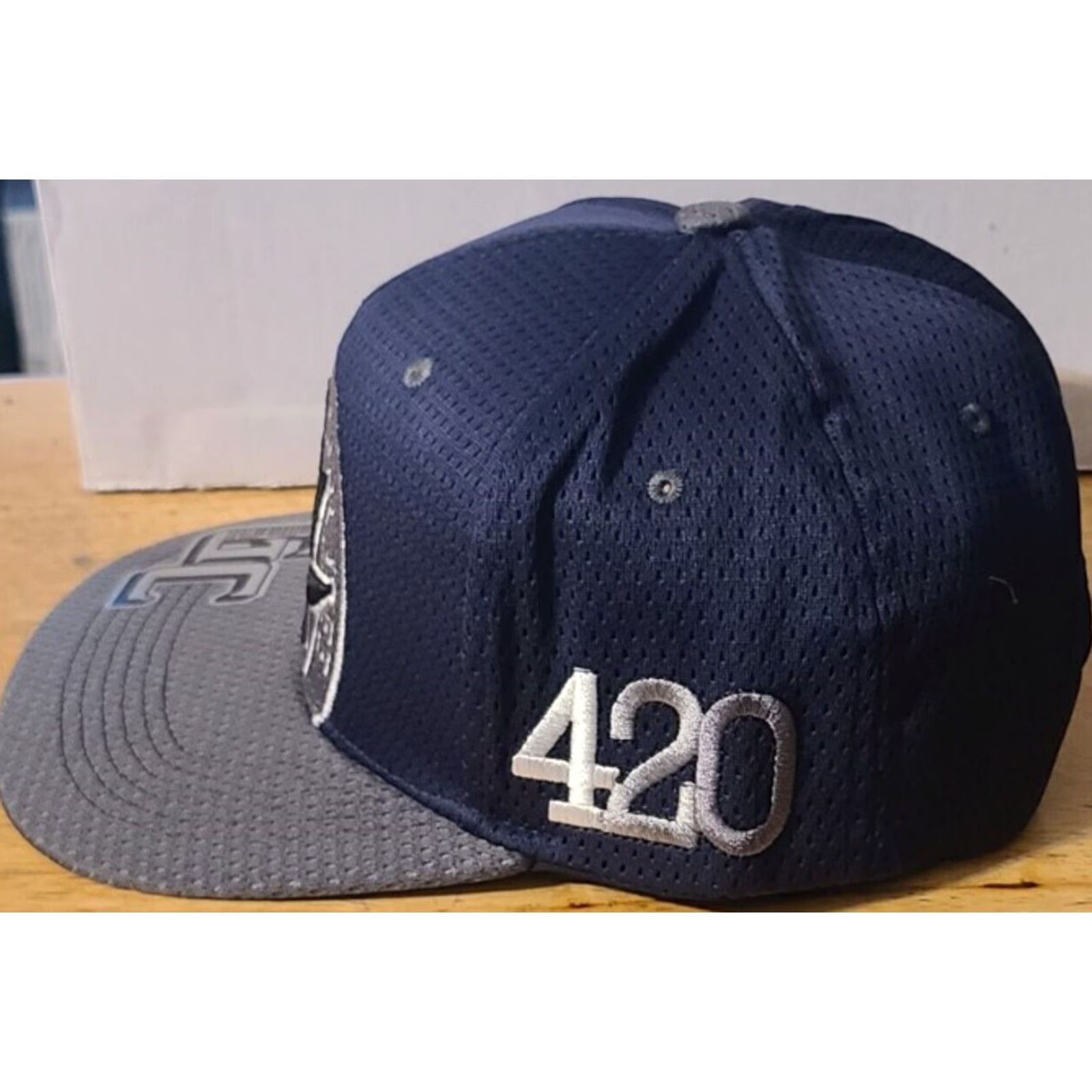 Alife MARIJUANA LEAF 420 LIGHT UP YOUR LIFE SNAPBACK BASEBALL CAP ( DARK BLUE & GRAY ) Size ONE SIZE - 2 Thumbnail