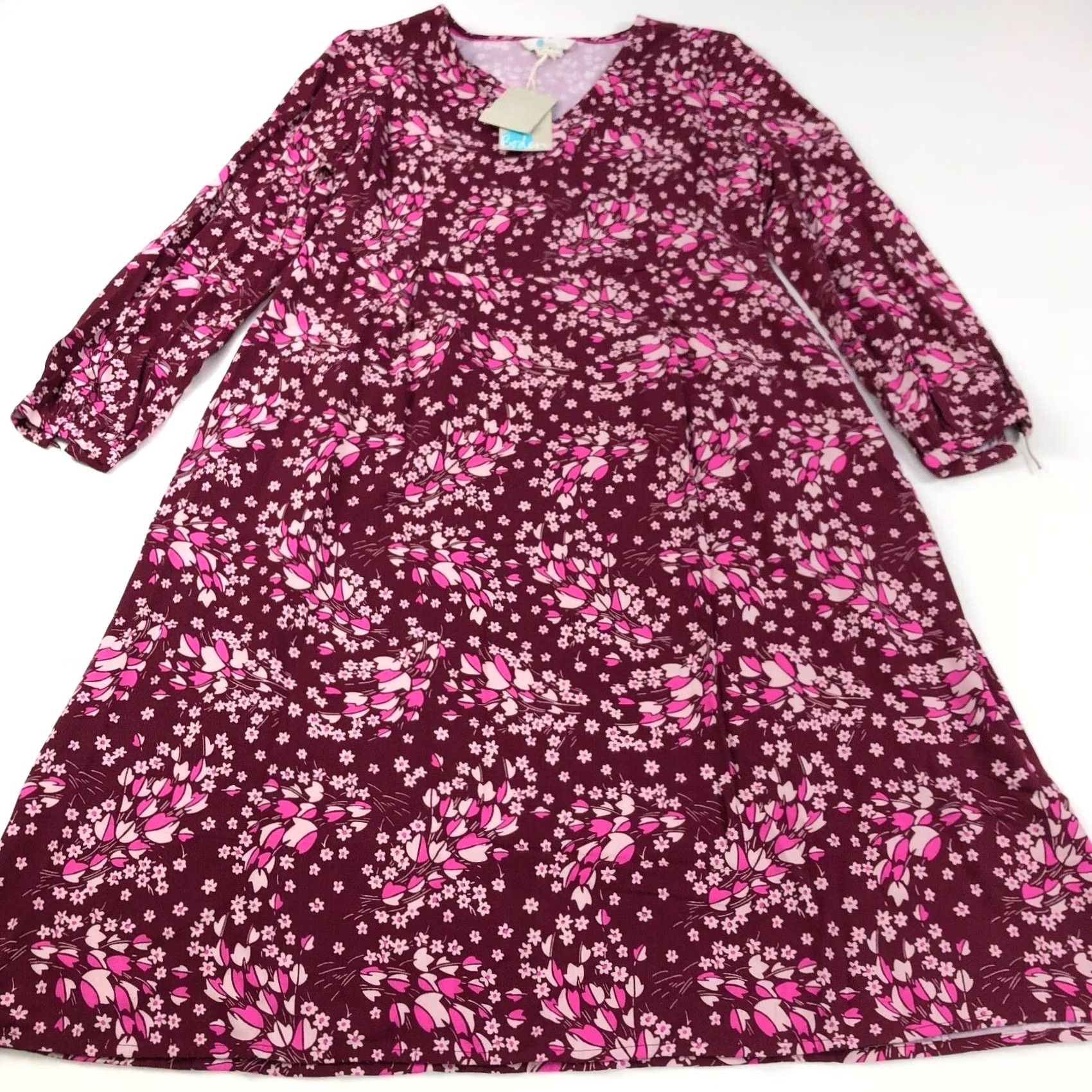 Boden Boden Womens Midi Dress 6P Petite Burgundy Floral Viscose Size M / US 6-8 / IT 42-44 - 5 Thumbnail
