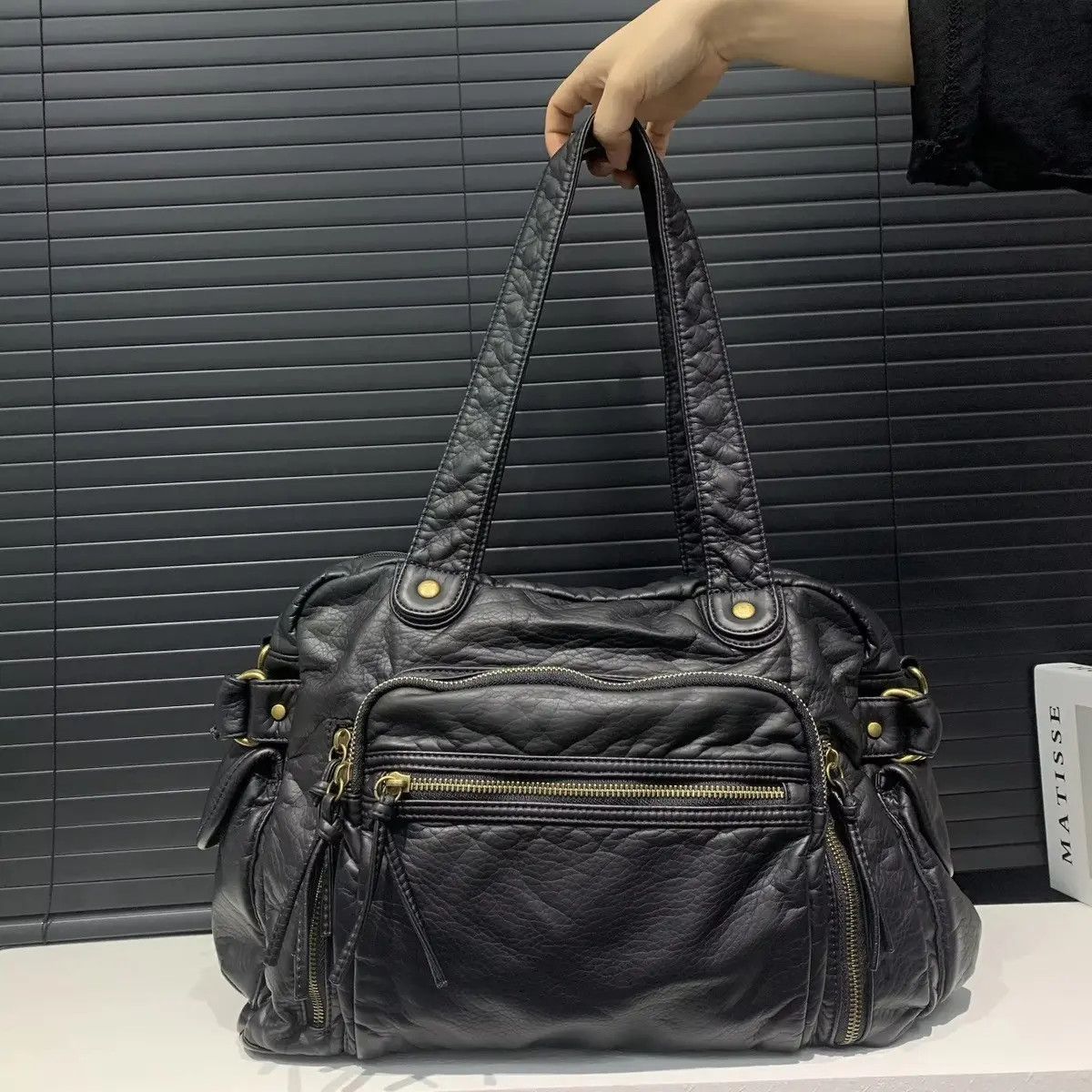 Vintage Retro Capacity y2k Multi Pocket Shoulder PU Leather Bag Size ONE SIZE - 7 Thumbnail