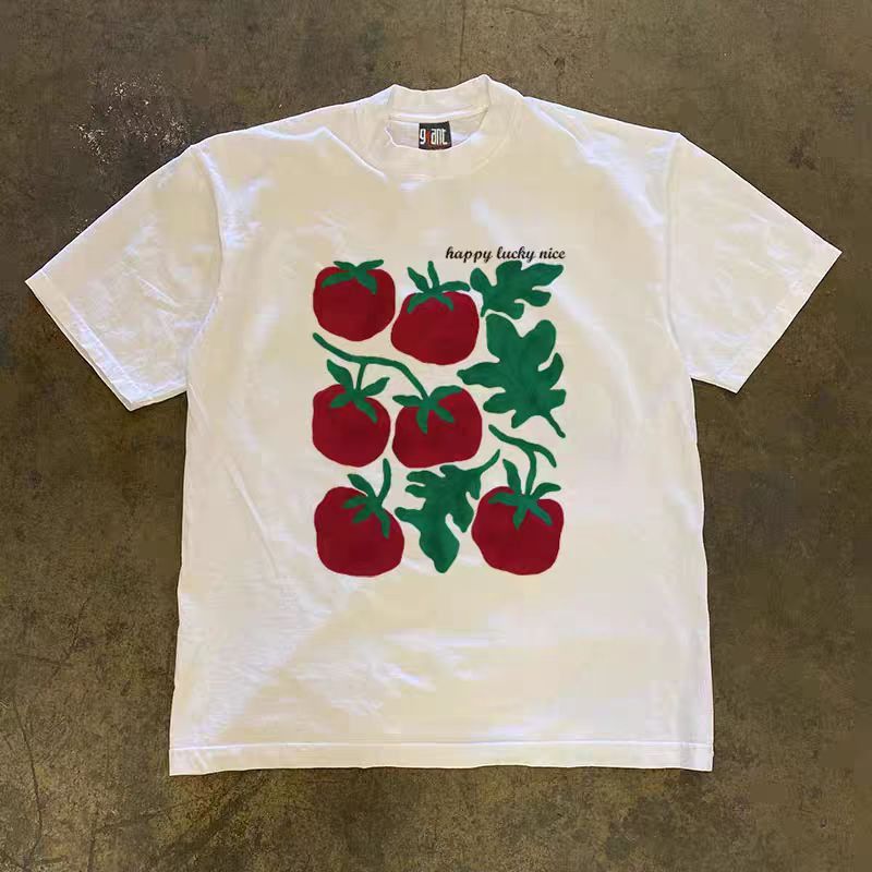 Japanese Brand Tomato pattern loose casual retro t-shirt Size US M / EU 48-50 / 2 - 1 Thumbnail