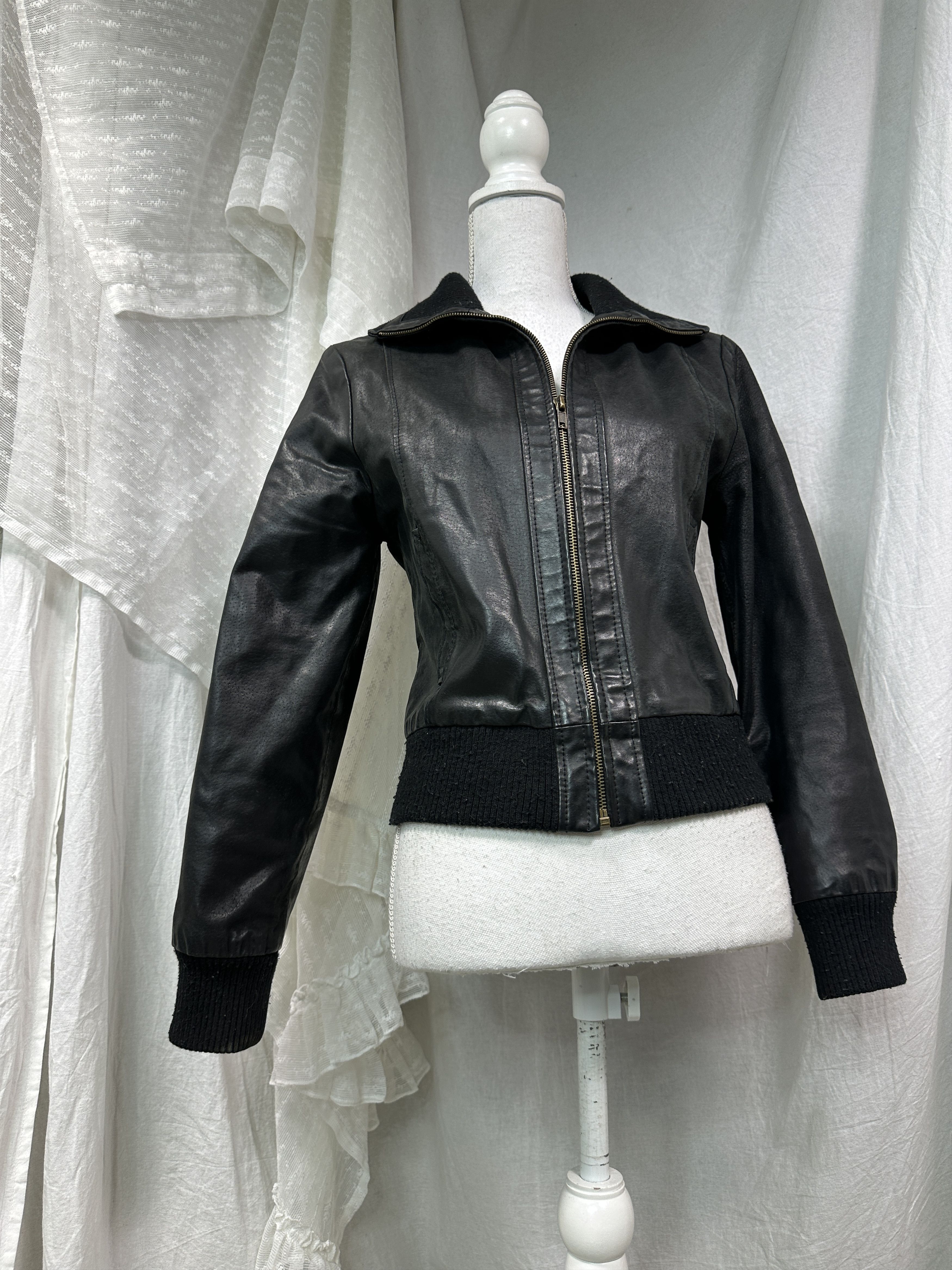 Vintage Vintage Avant Garde Grunge Biker Fitted Leather Jacket 00s Size US M / EU 48-50 / 2 - 1 Thumbnail