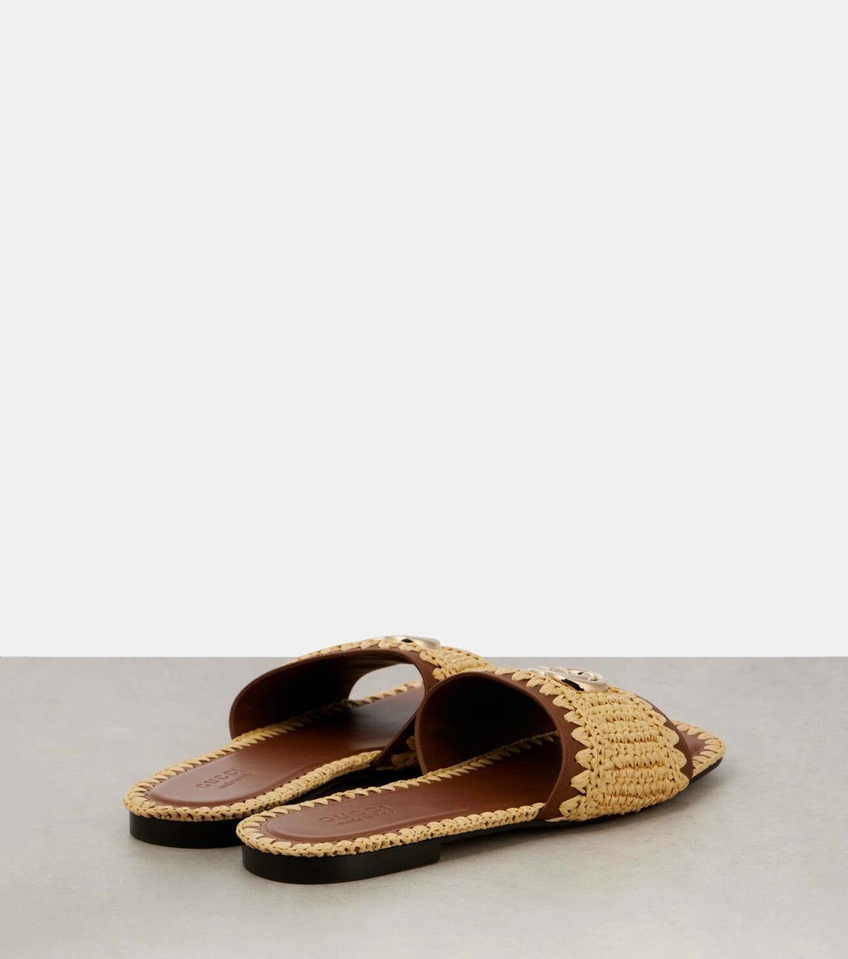 Gucci o1B3y1r0526 Double G Leather Slides Slippers in Beige Size US 9 / IT 39 - 2 Thumbnail