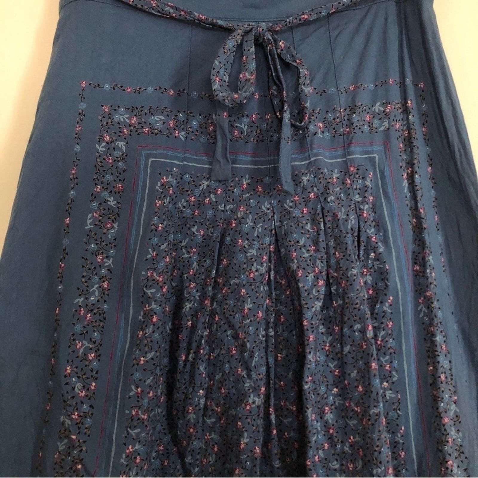 Other Jane Schaffhausen Belle France Prairie Floral Midi Tie Skirt Size 32" / US 10 / IT 46 - 2 Thumbnail