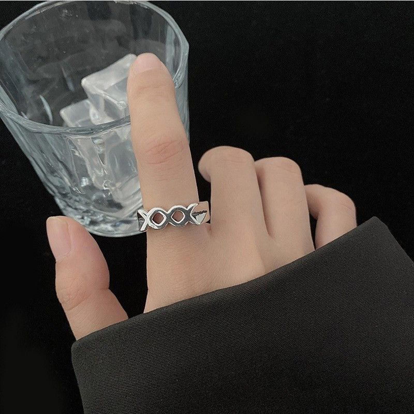 Jewelry Hollow Out Silver Ring Size ONE SIZE - 3 Thumbnail
