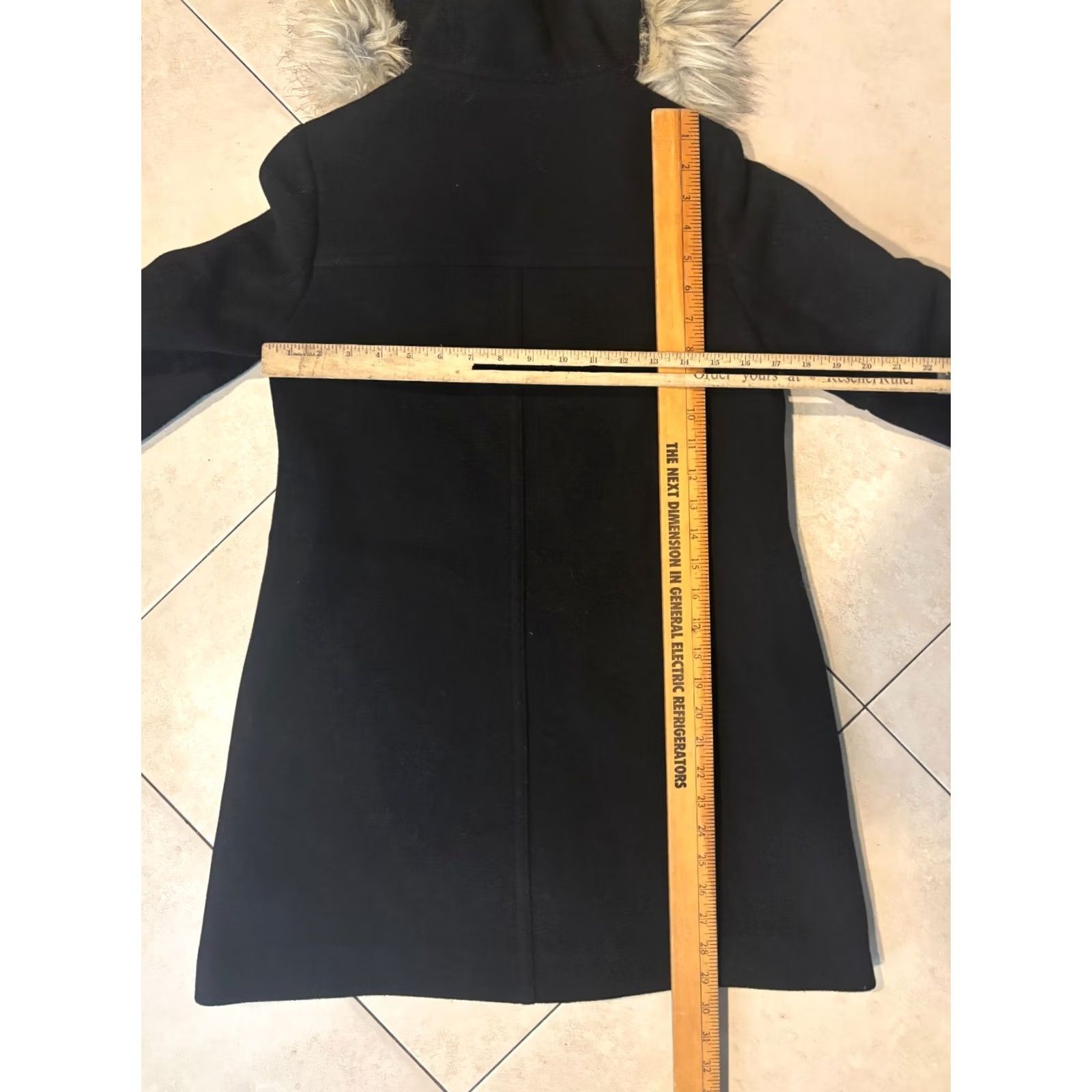 J.Crew J.CREW Parka Wool Faux Fur Hooded Black 00 Womens Coat 4451 Vintage? No, Solid Mid-Length Molecule? Size XXS / US 00 / IT 34 - 6 Thumbnail