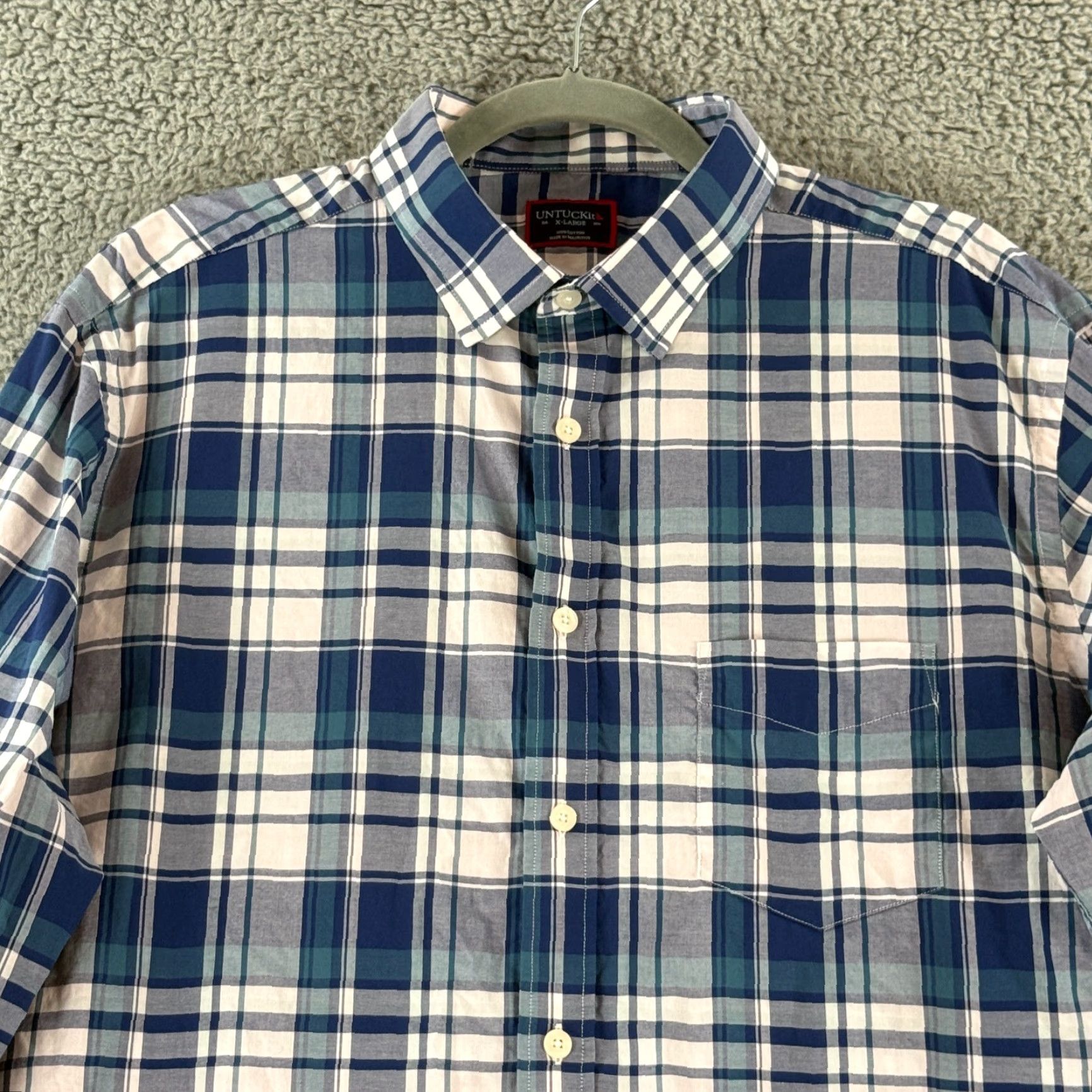 UNTUCKit UNTUCKit Button-Up Shirt Mens XL Blue Plaid Long Sleeve 100% Cotton Jeans? Size US XL / EU 56 / 4 - 3 Thumbnail