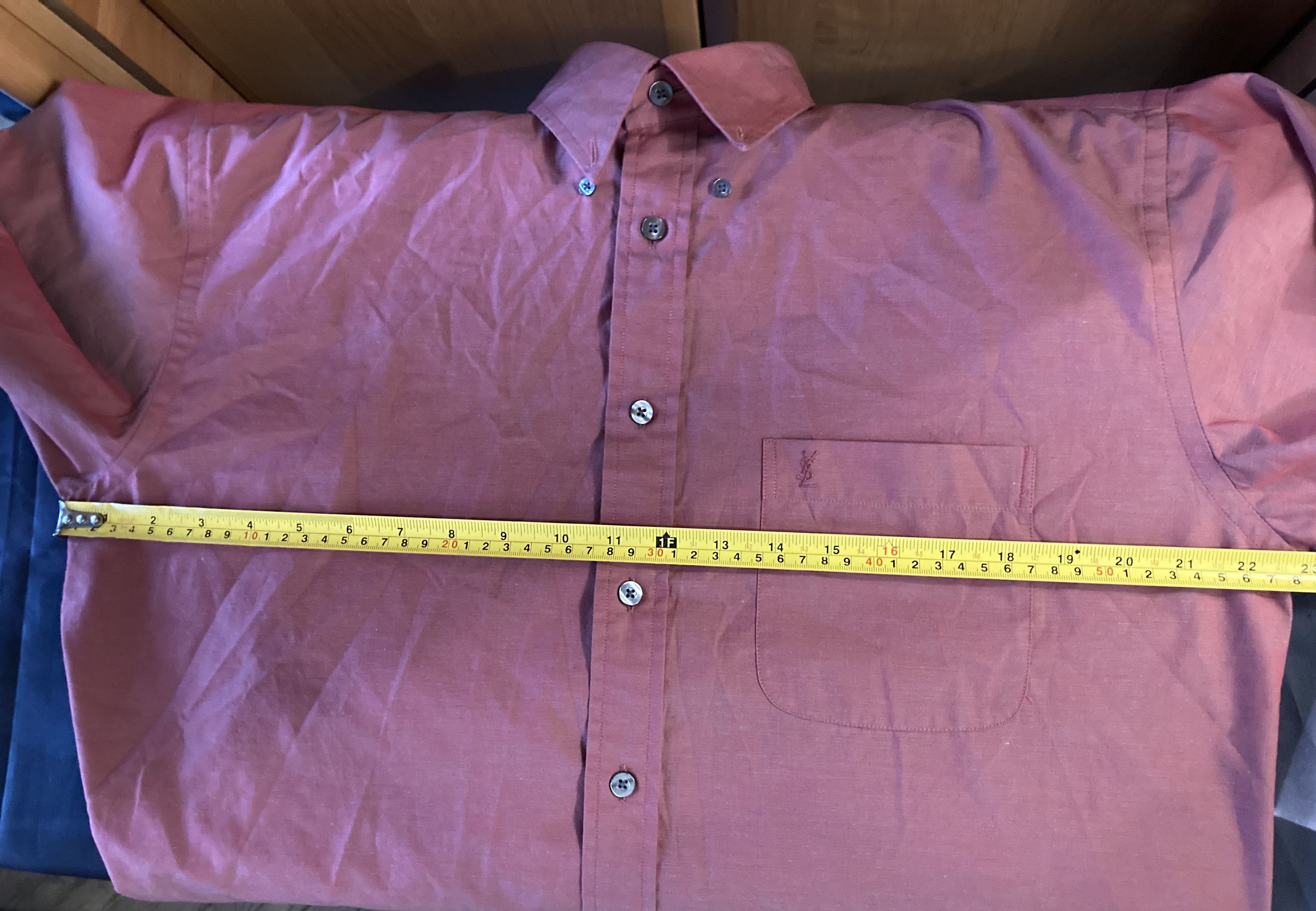 Vintage × Yves Saint Laurent YSL Yves Saint Laurent Classic Logo Burgundy chameleon shirt Size US L / EU 52-54 / 3 - 8 Thumbnail