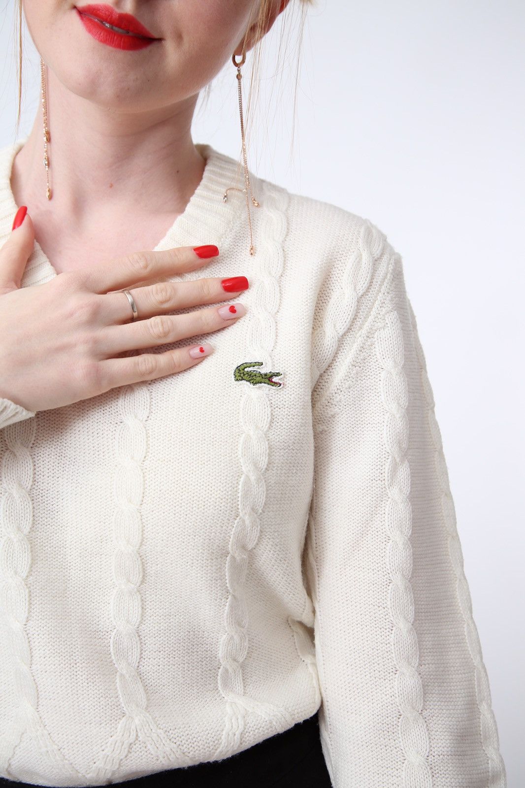 Lacoste × Vintage Vintage Lacoste Knit Sweater Y2K Logo Size S / US 4 / IT 40 - 1 Thumbnail