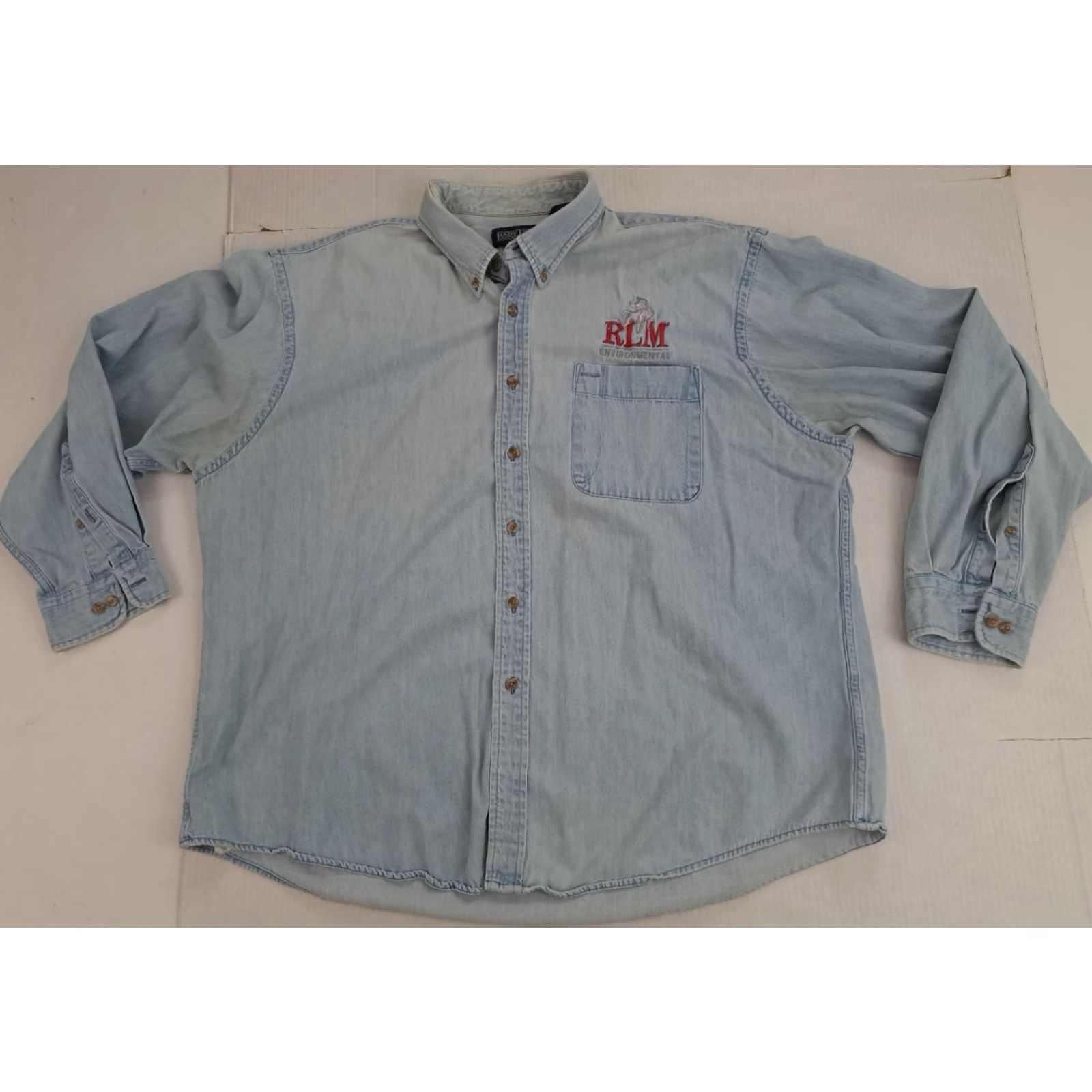 Lands' End VINTAGE Lands' End Shirt Denim Blue Button-Up 2XL Unisex Adults Button-Down Collared Long Sleeve Size US XXL / EU 58 / 5 - 4 Thumbnail