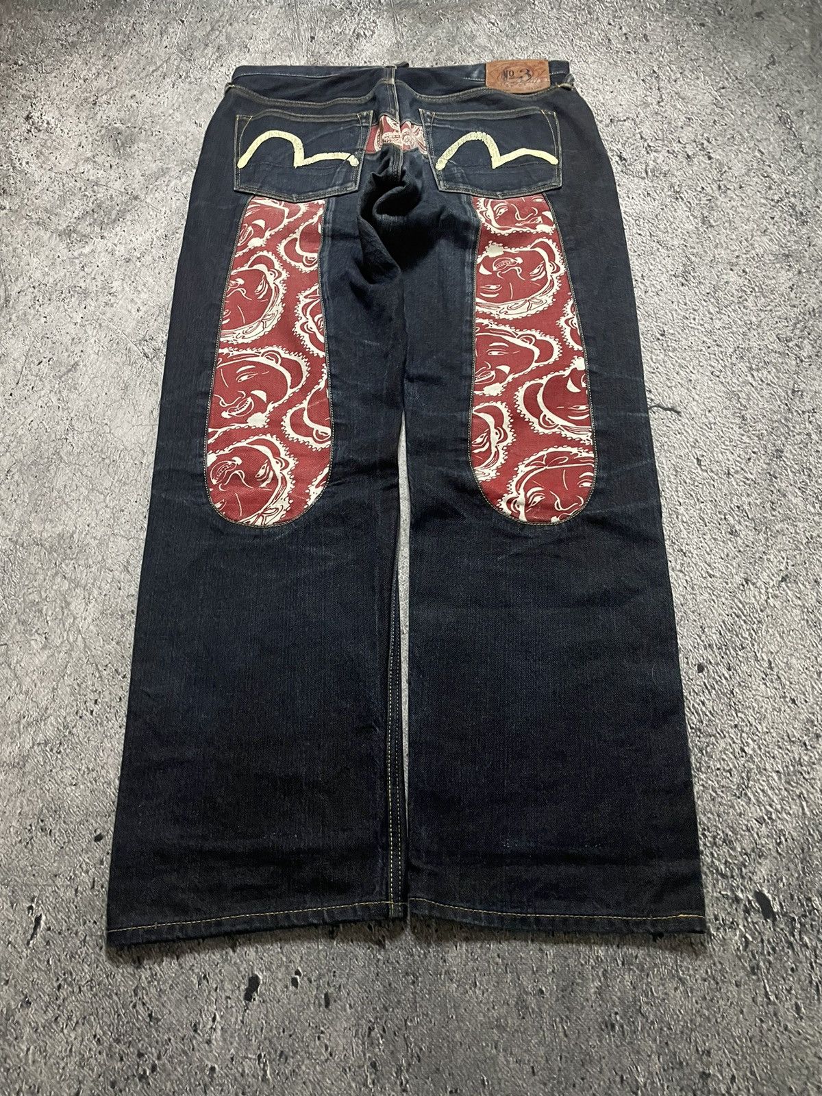 image of Evisu Big Logo Jeans in Navy, Men's (Size 34)