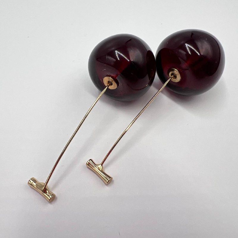 Vintage Vintage Red Cherry Earrings Dangle Fruit Costume Jewelry Size ONE SIZE - 8 Thumbnail