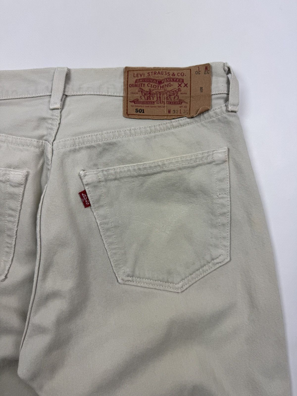 Levi's 1990’s Vintage Faded Levi’s 501 Light Beige Jeans Pants Size US 32 / EU 48 - 16 Thumbnail