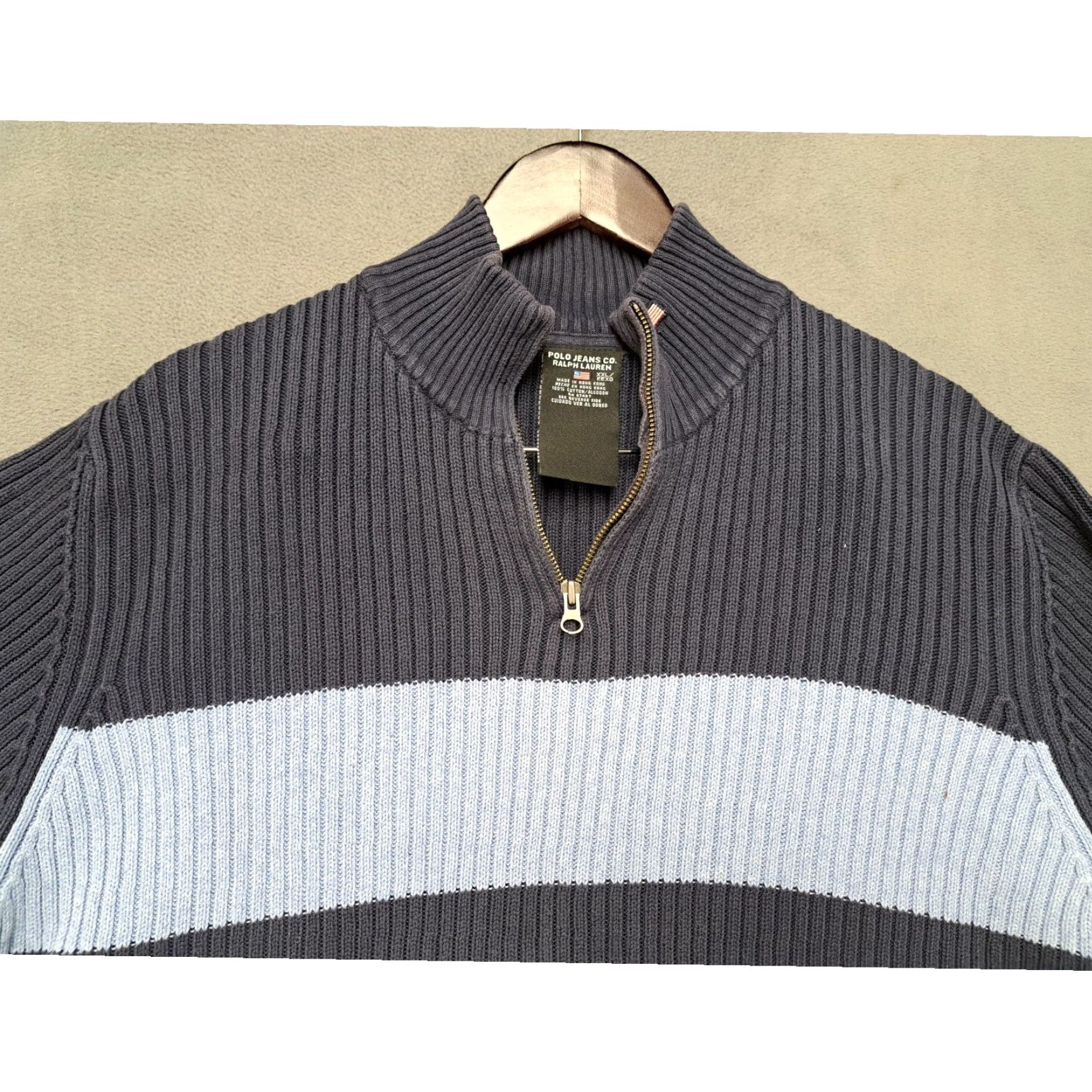 Polo Ralph Lauren VINTAGE Polo Ralph Lauren Polo Jeans Co. Ribbed Pullover Sweater Turtleneck 2XL Men Blue Long Sleeve Mens Size US XXL / EU 58 / 5 - 2 Thumbnail