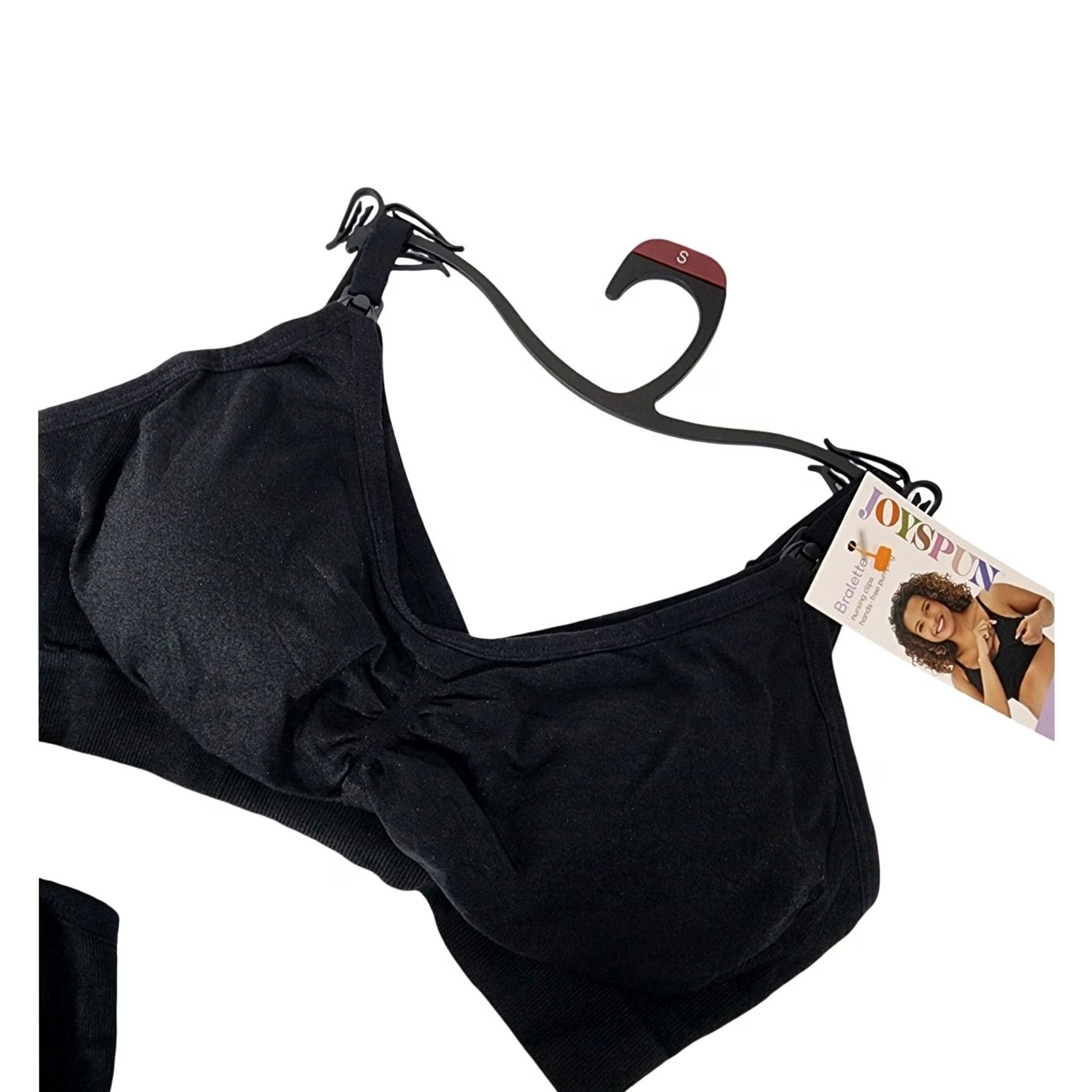 Vintage Joyspun Womens 2-Pack Nursing Pumping Bralette Black Soot Small Size ONE SIZE - 5 Thumbnail