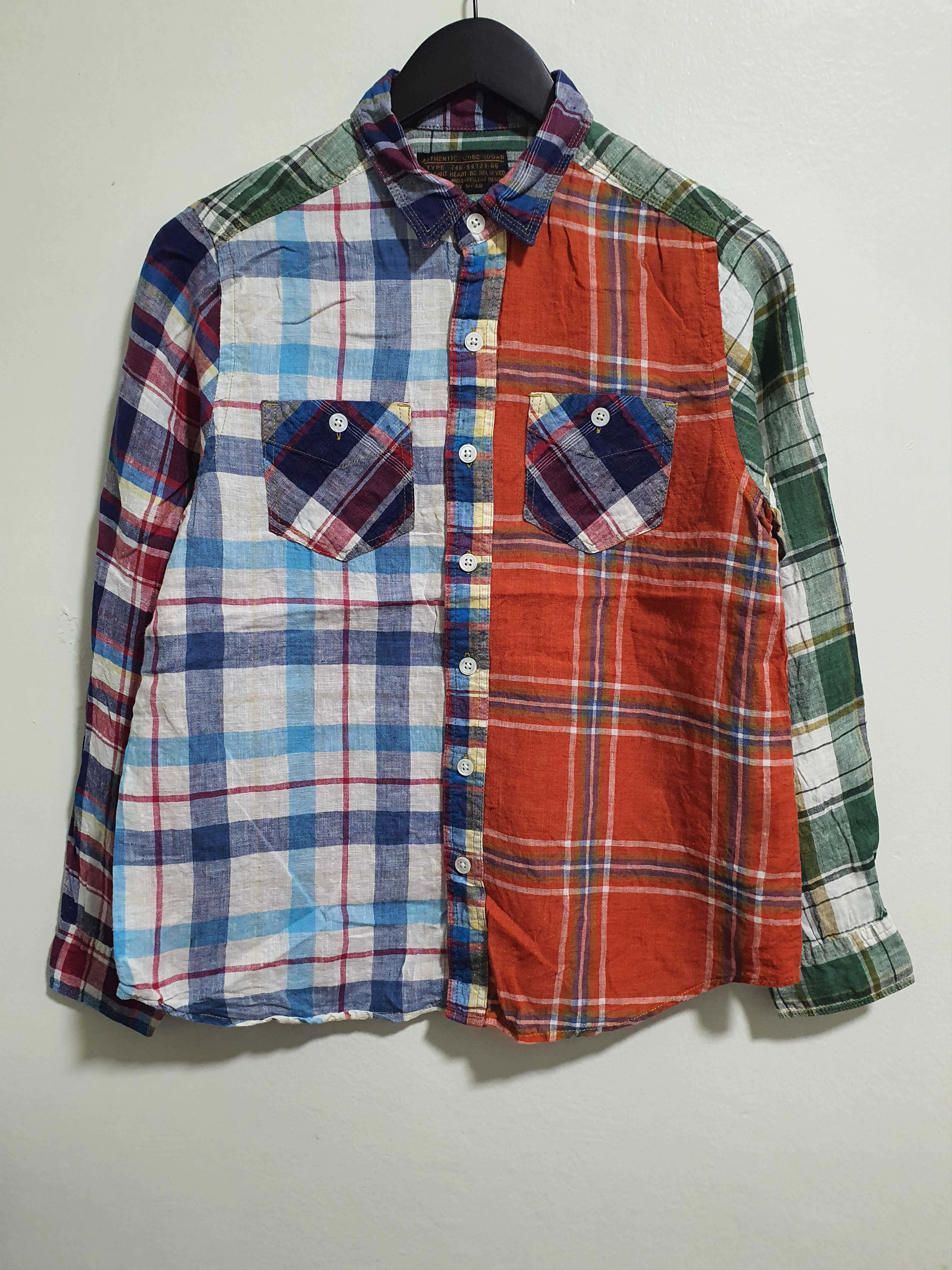 Japanese Brand CUBE SUGAR 19.5”/26” THIN CLOTH CHECKED SHIRT Size US M / EU 48-50 / 2 - 2 Thumbnail