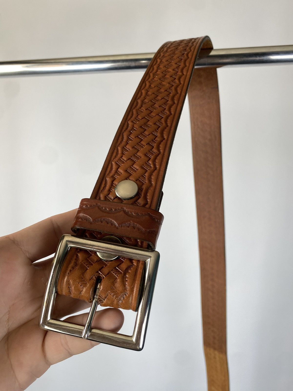 Cowboy Equipment × Hysteric Glamour × Japanese Brand Vintage 90s BUCHEIMER Leather Hawaii Cowboy Belt Size ONE SIZE - 6 Thumbnail