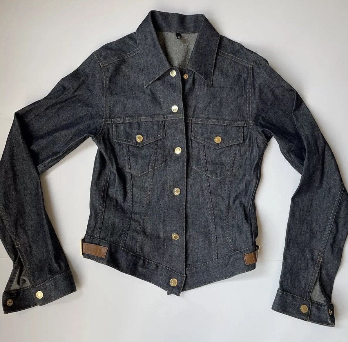 Gucci GUCCI Tom Ford FW 2000 Dark Blue Denim Leather Buckle Jacket Size S / US 4 / IT 40 - 4 Thumbnail