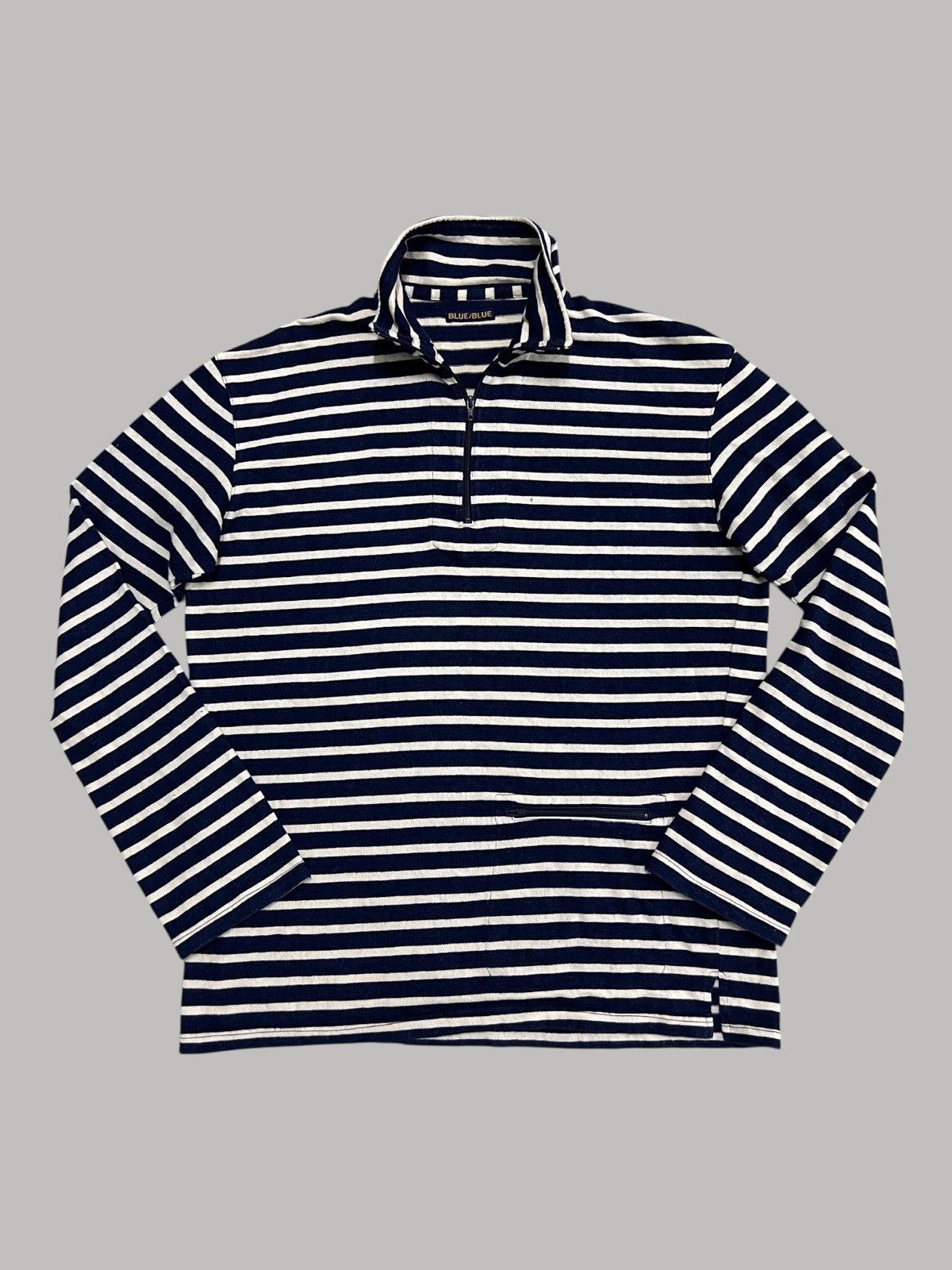 45rpm Indigo Dyed Border Striped Half Zipper Pullover Sweater Size US L / EU 52-54 / 3 - 1 Thumbnail