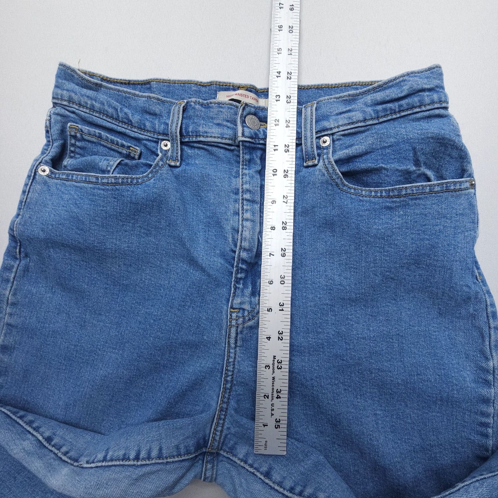 Levi's Levi's Jeans Womens 31 Blue High Waisted Taper Inseam 28" Stretch Denim High Rise Regular 5-Pocket Logo Vintage No Size 24" / US 00 / IT 34 - 5 Thumbnail